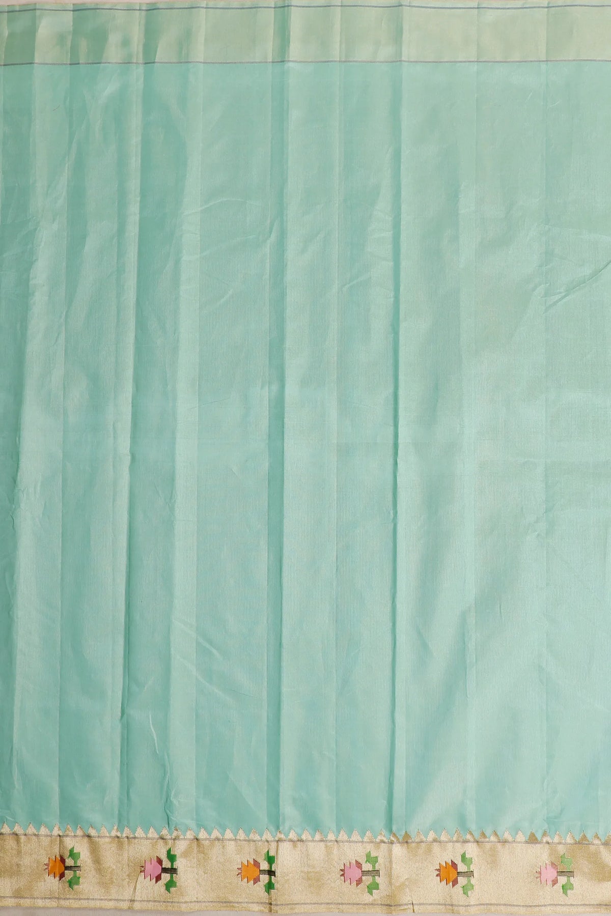 Sky Blue Pure Silk Handloom Paithani Tissue Saree with Asawali Pallu - Revival Design