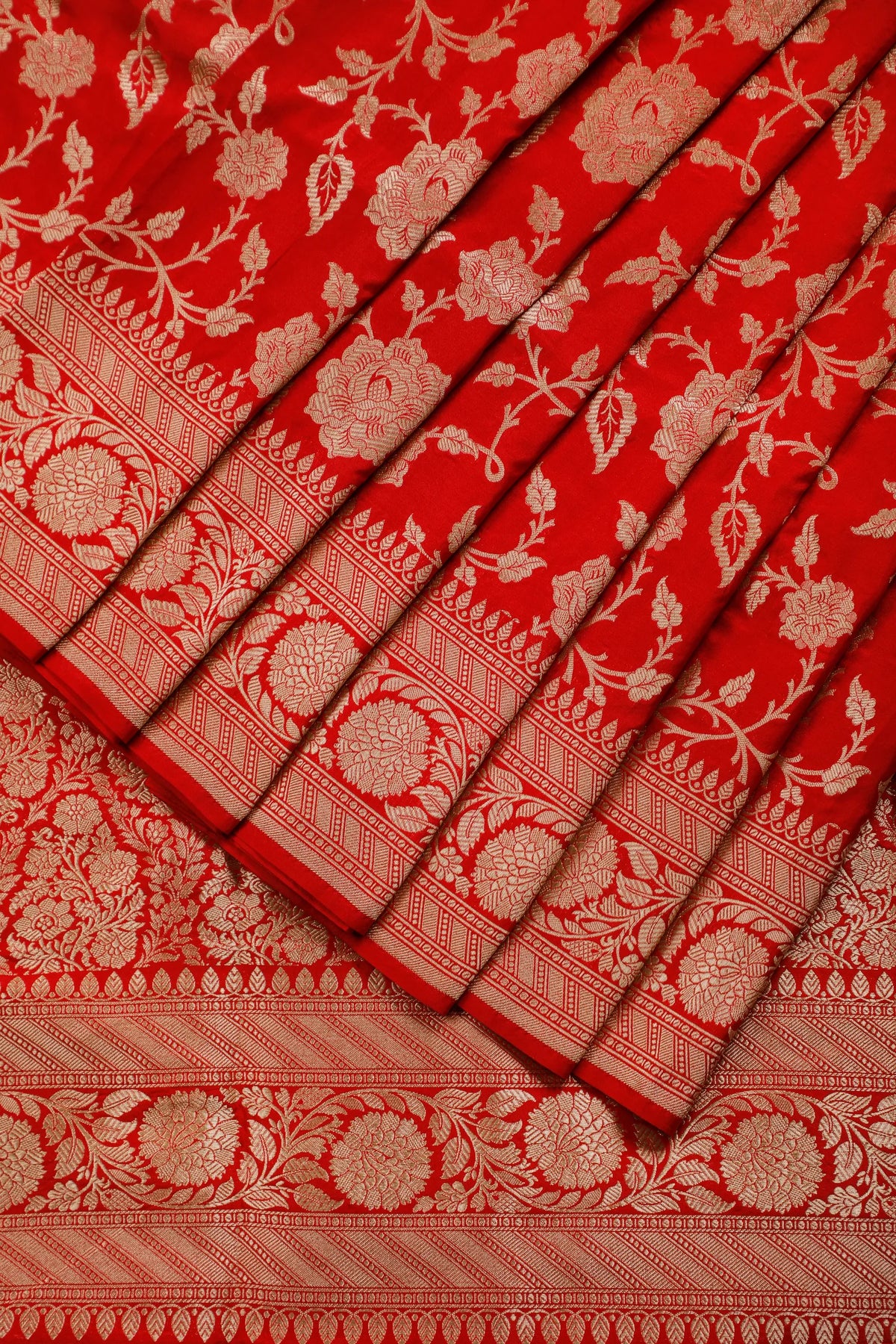 Red Handloom Benarasi Katan Silk Saree