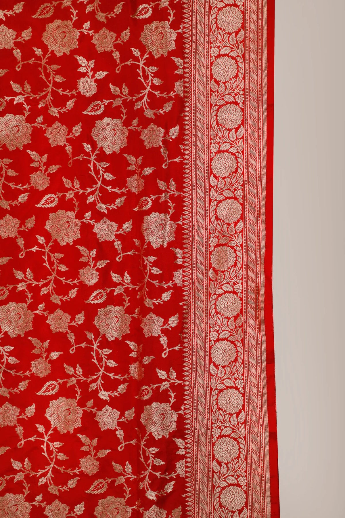 Red Handloom Benarasi Katan Silk Saree