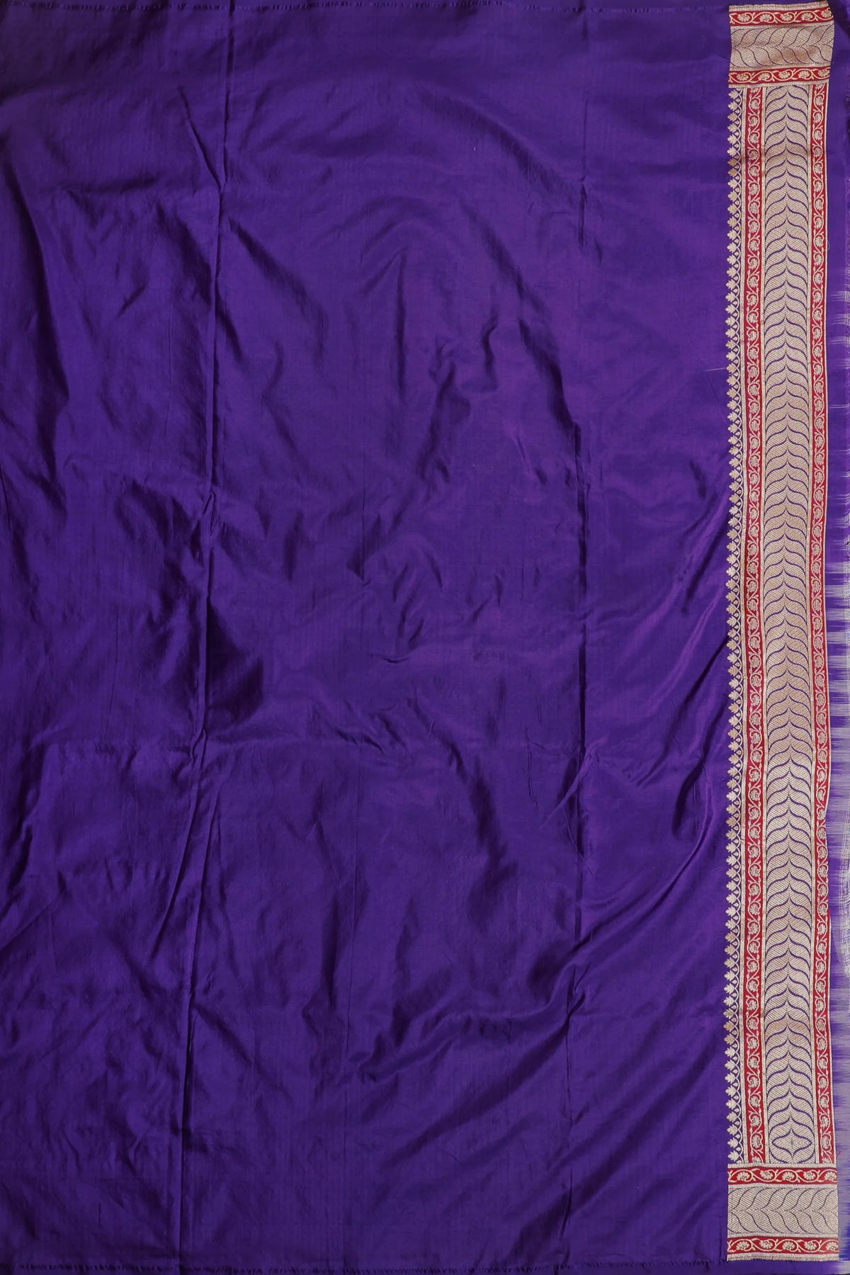 Deep Purple Real Zari Pure Silk Benarasi Saree - Revival Design with Shikargah Patterm