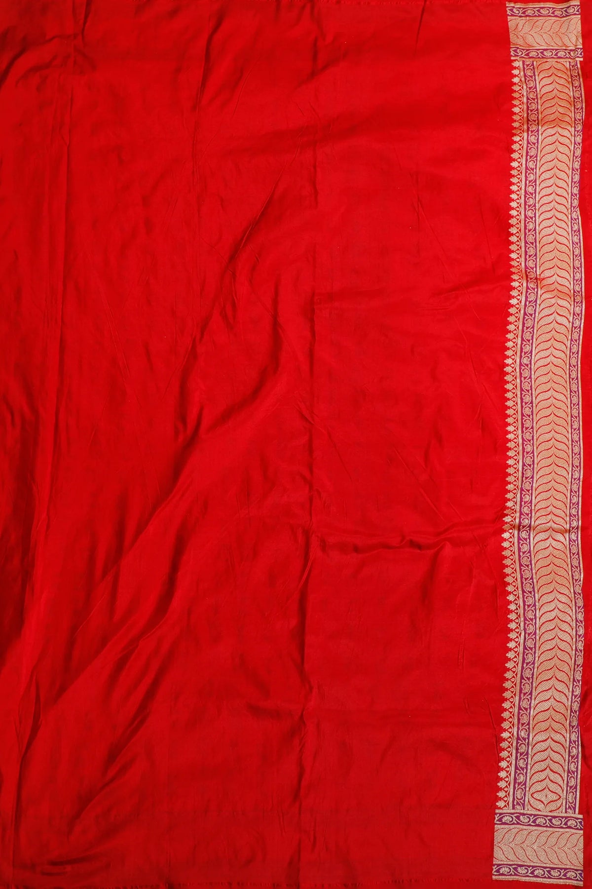 Red Real Zari Pure Silk Benarasi Saree - Revival Design with Shikargah Patterm