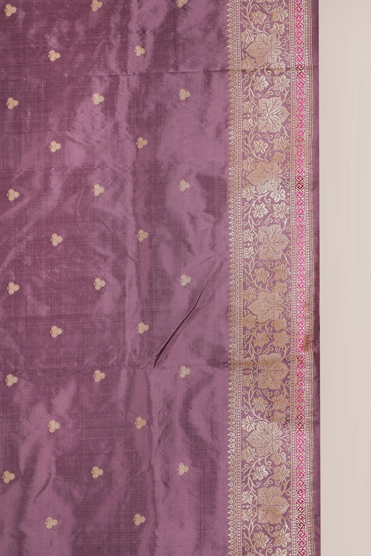 Lavender Handloom Real Zari Pure Silk Benarasi Saree - Revival Design