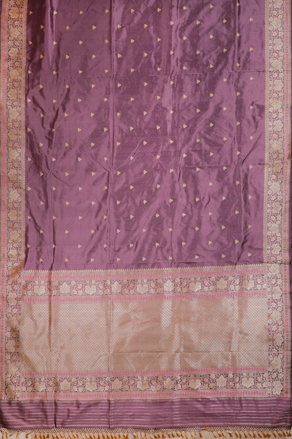 Lavender Handloom Real Zari Pure Silk Benarasi Saree - Revival Design