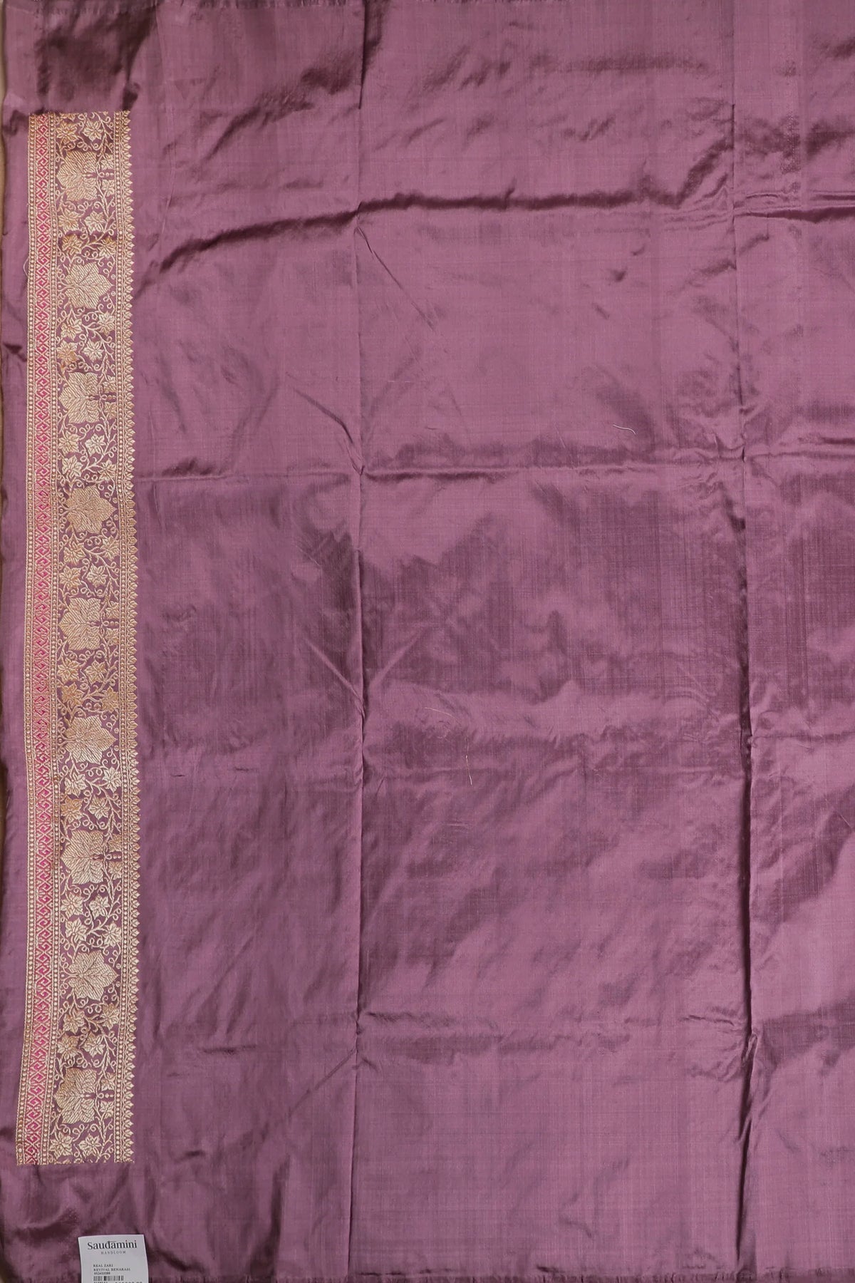 Lavender Handloom Real Zari Pure Silk Benarasi Saree - Revival Design