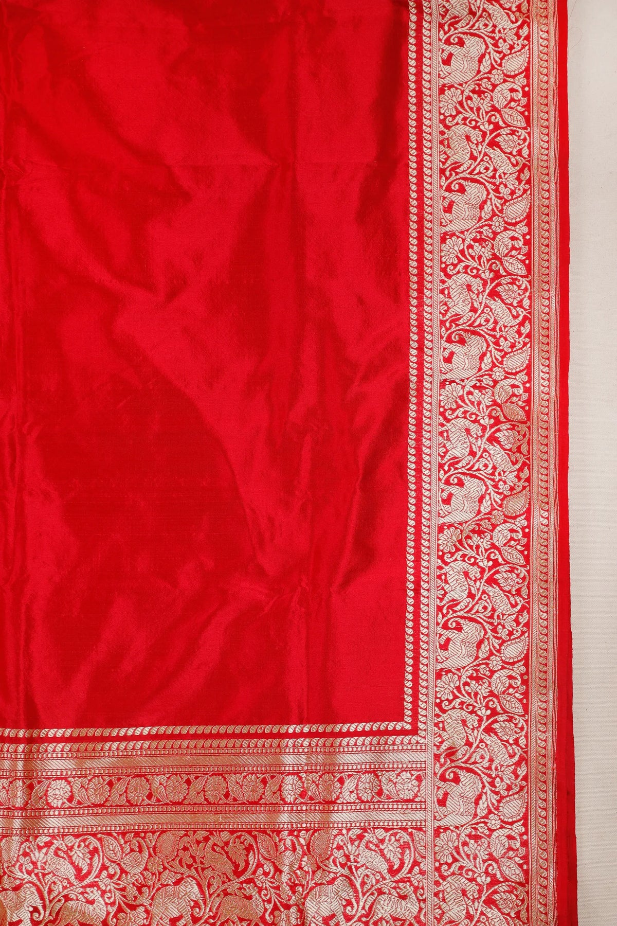 Red Real Zari Pure Silk Benarasi Saree - Revival Design