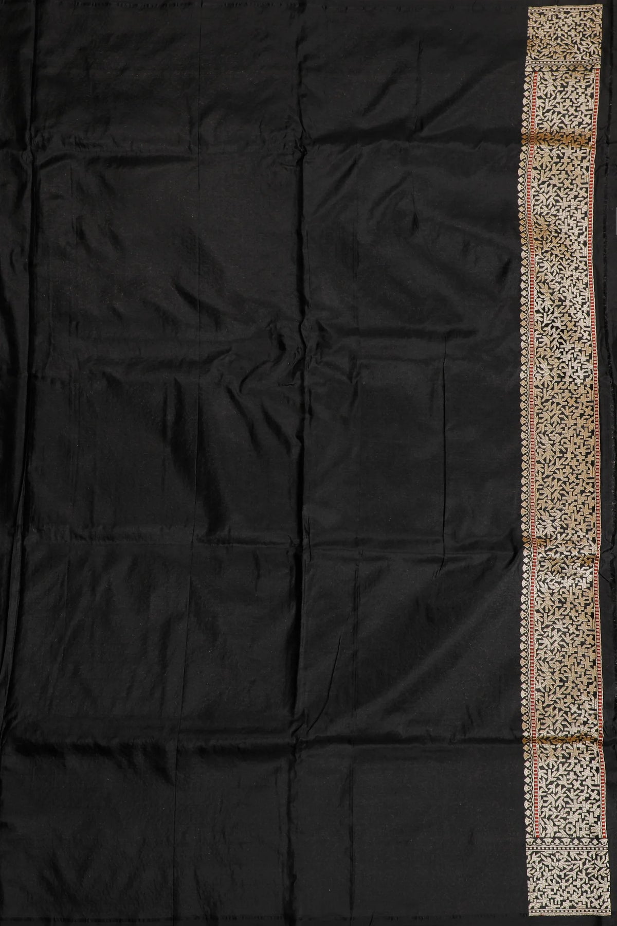 Jet Black Real Zari Pure Silk Benarasi Saree - Revival Design