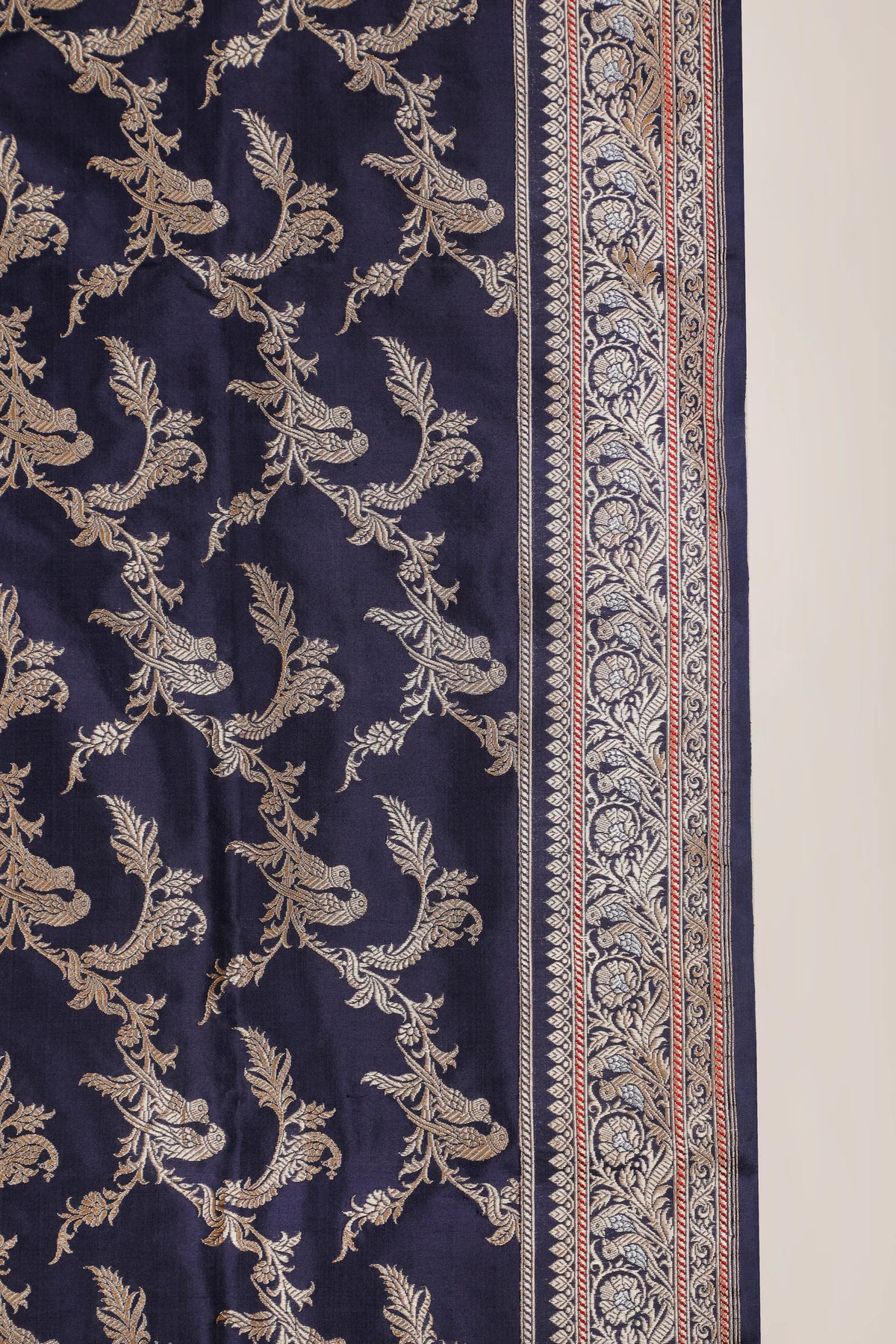 Ink Blue Handloom Real Zari Pure Silk Benarasi Saree - Revival Design