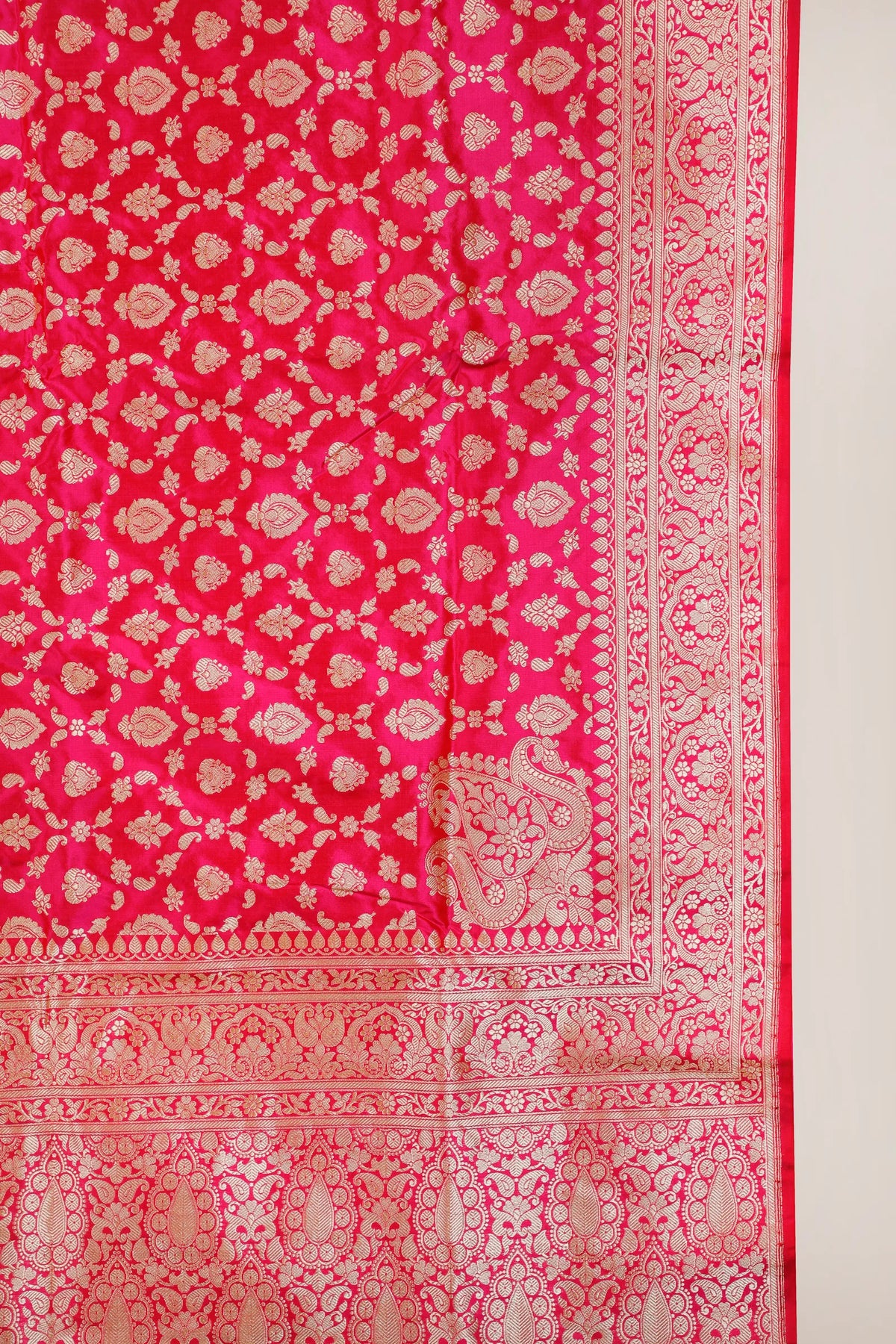 Hot Pink Handloom Real Zari Pure Silk Benarasi Saree