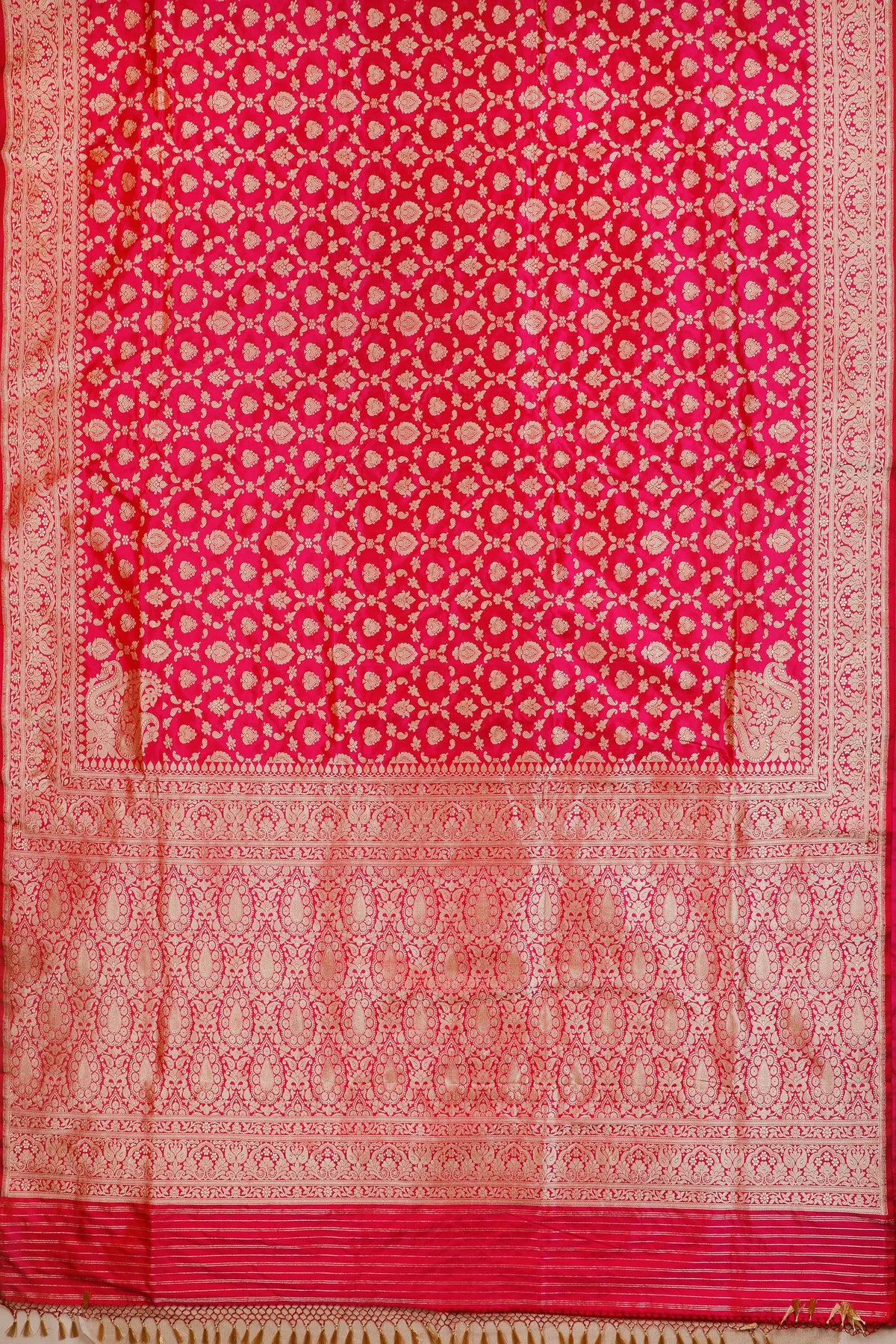 Hot Pink Handloom Real Zari Pure Silk Benarasi Saree