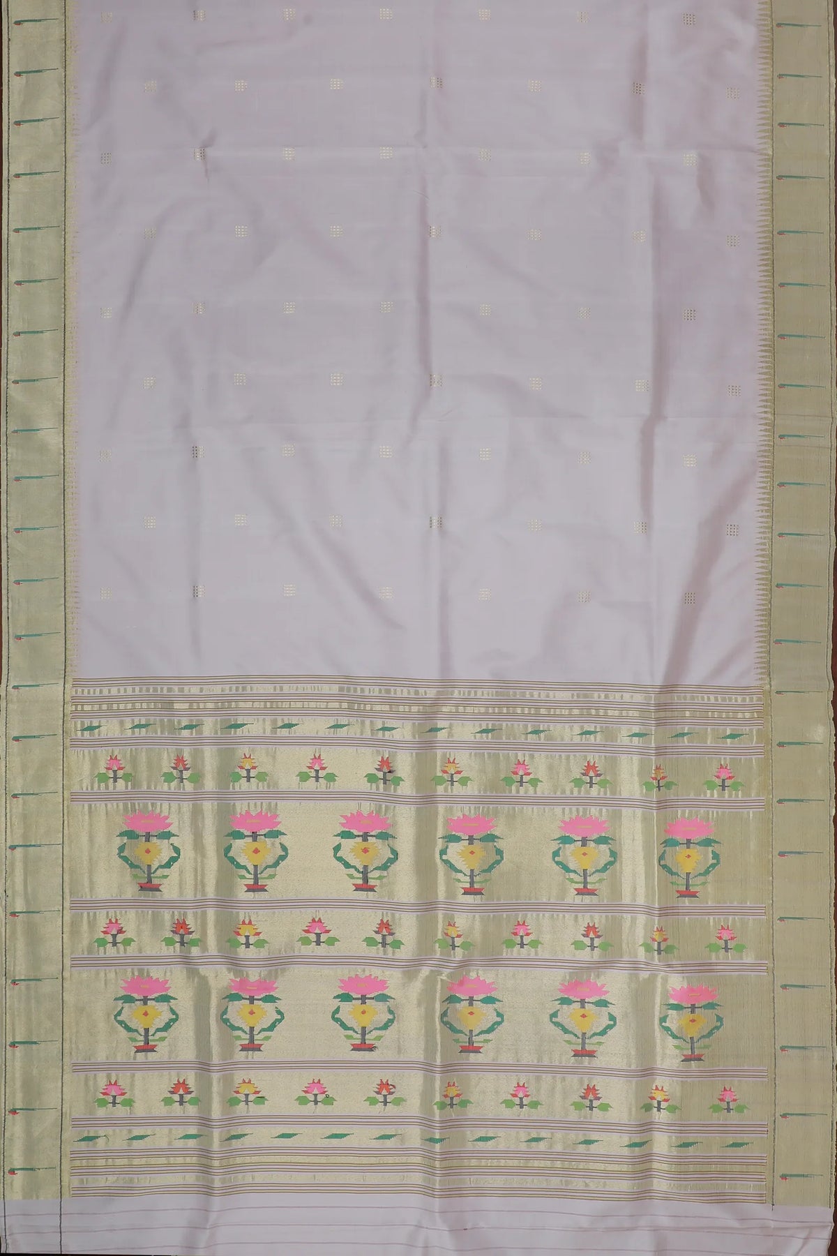 Baby Pink Handloom Pure Silk Muniya Paithani Saree