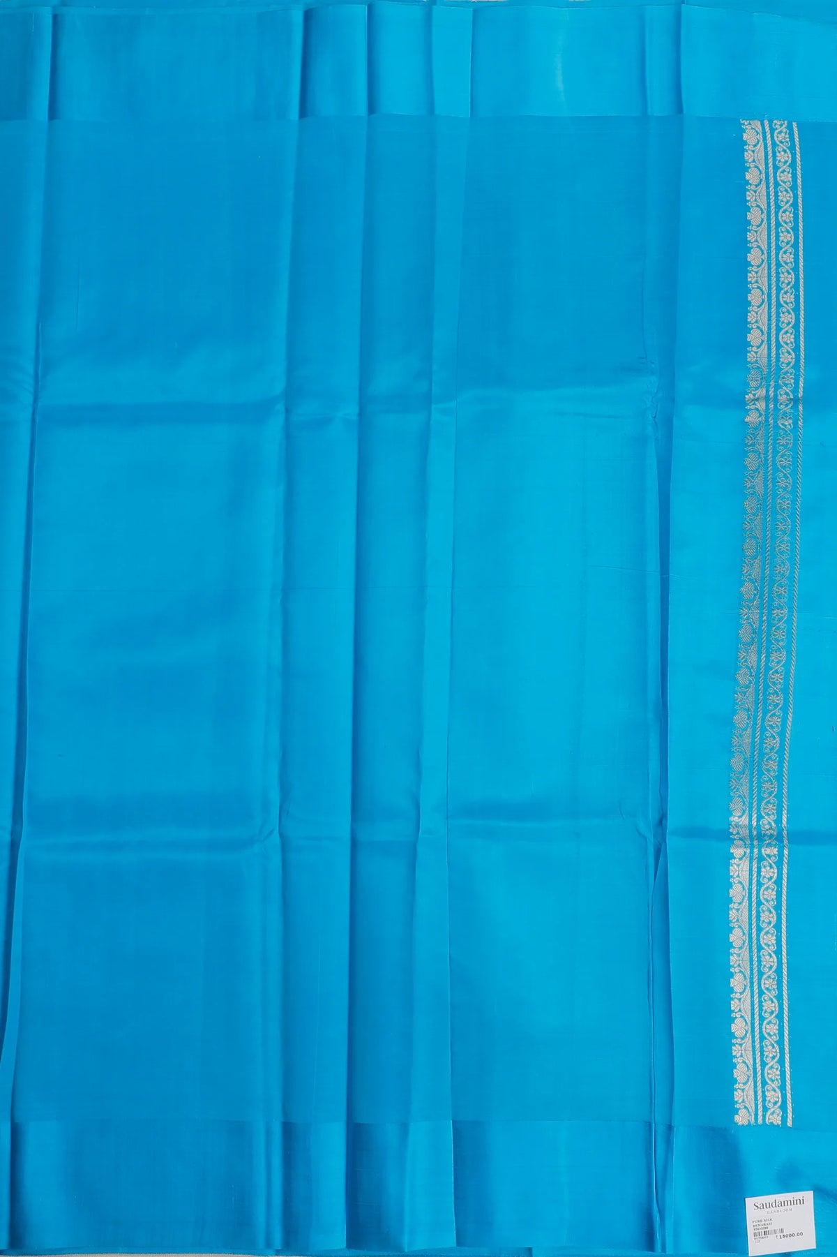Sky Blue Pure Silk Handloom Mashru Benarasi Saree