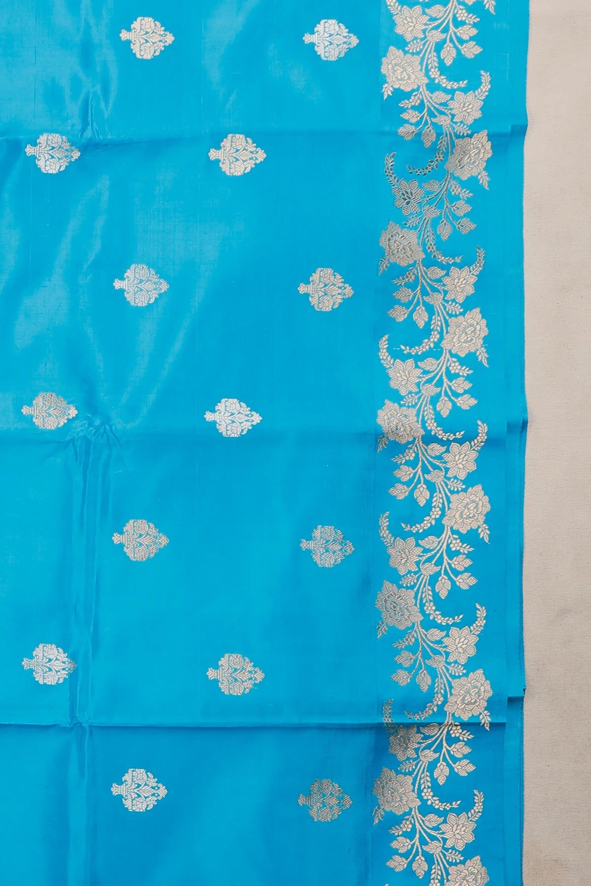 Sky Blue Pure Silk Handloom Mashru Benarasi Saree