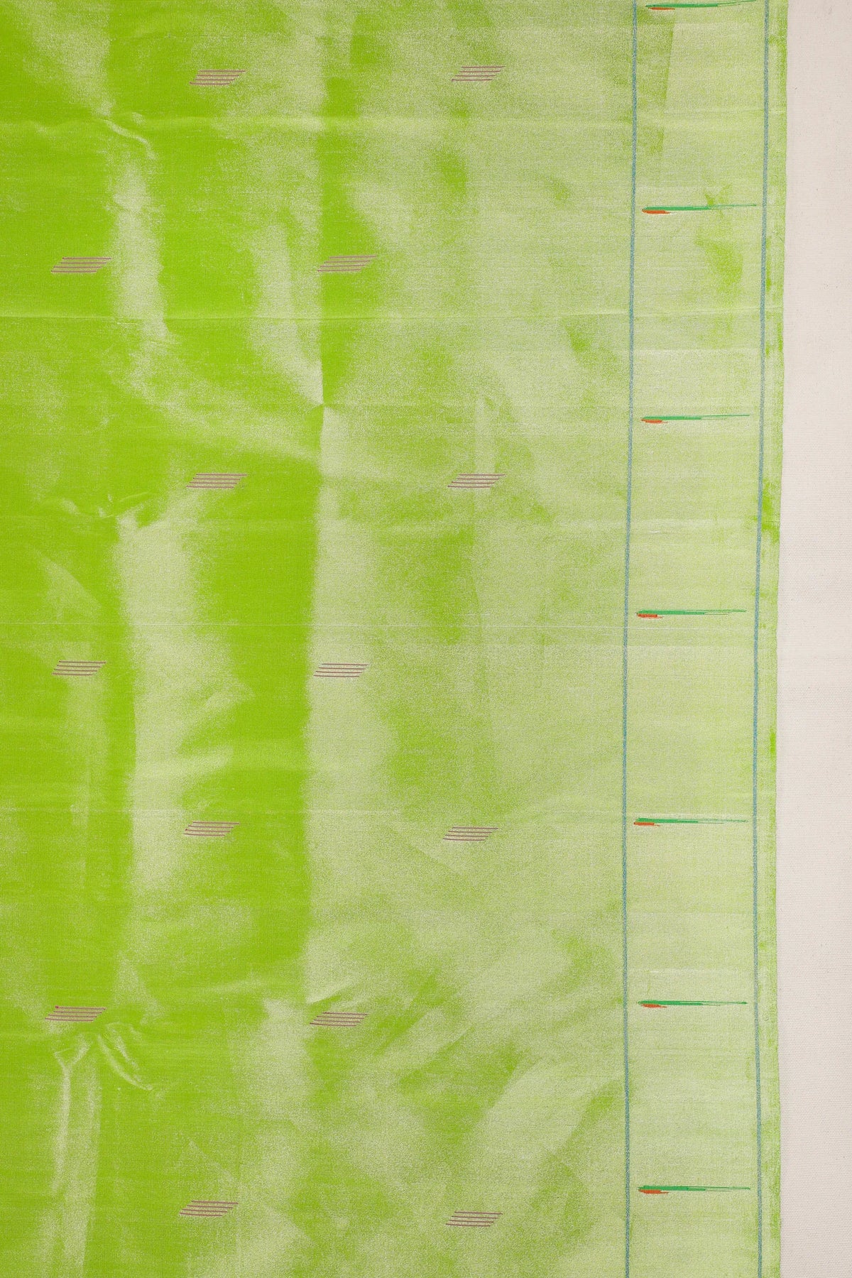 Parrot Green Pure Silk Handloom Tissue Paithani Saree