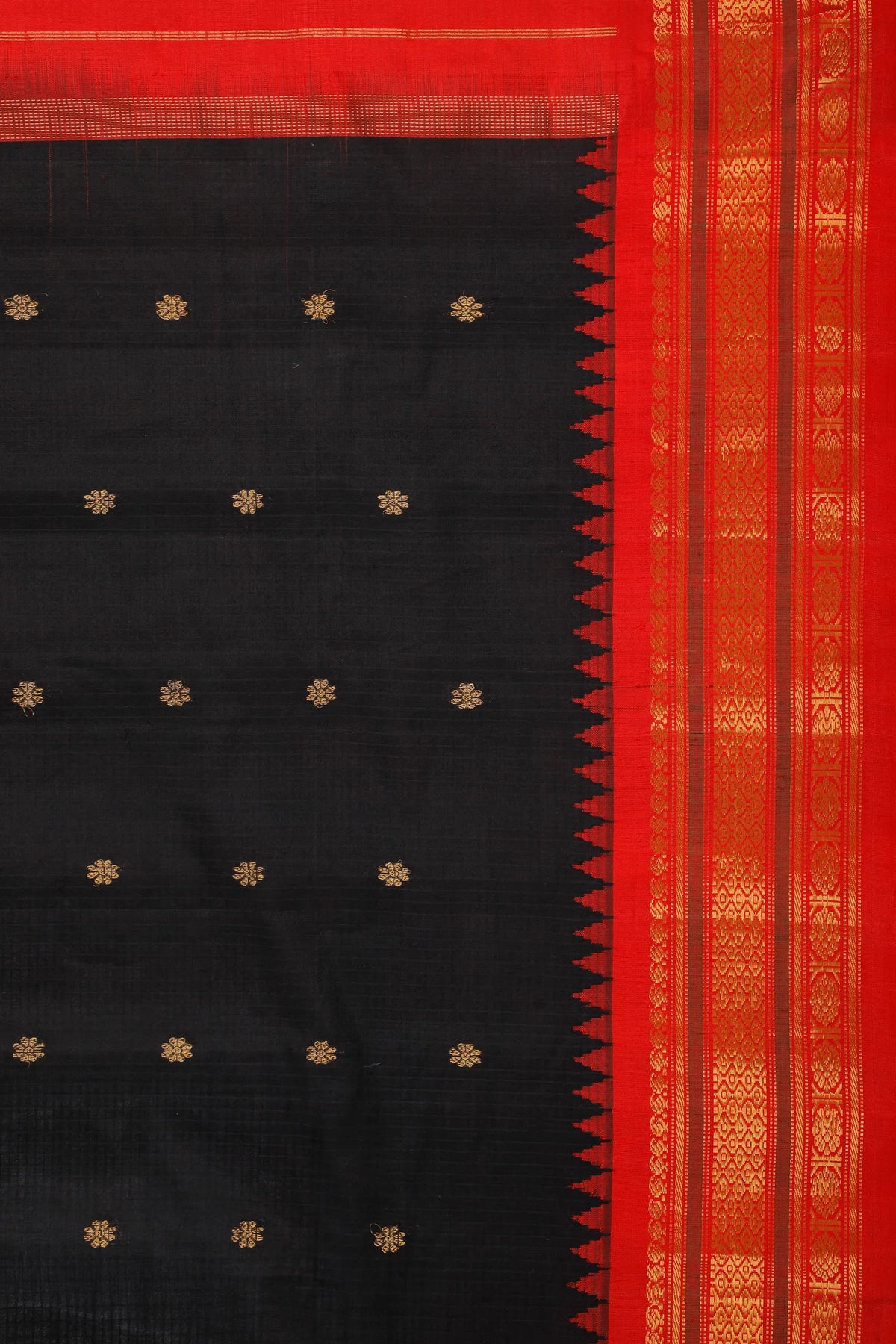 Black Handloom Pure Silk Cotton (Sico) Gadwal Saree