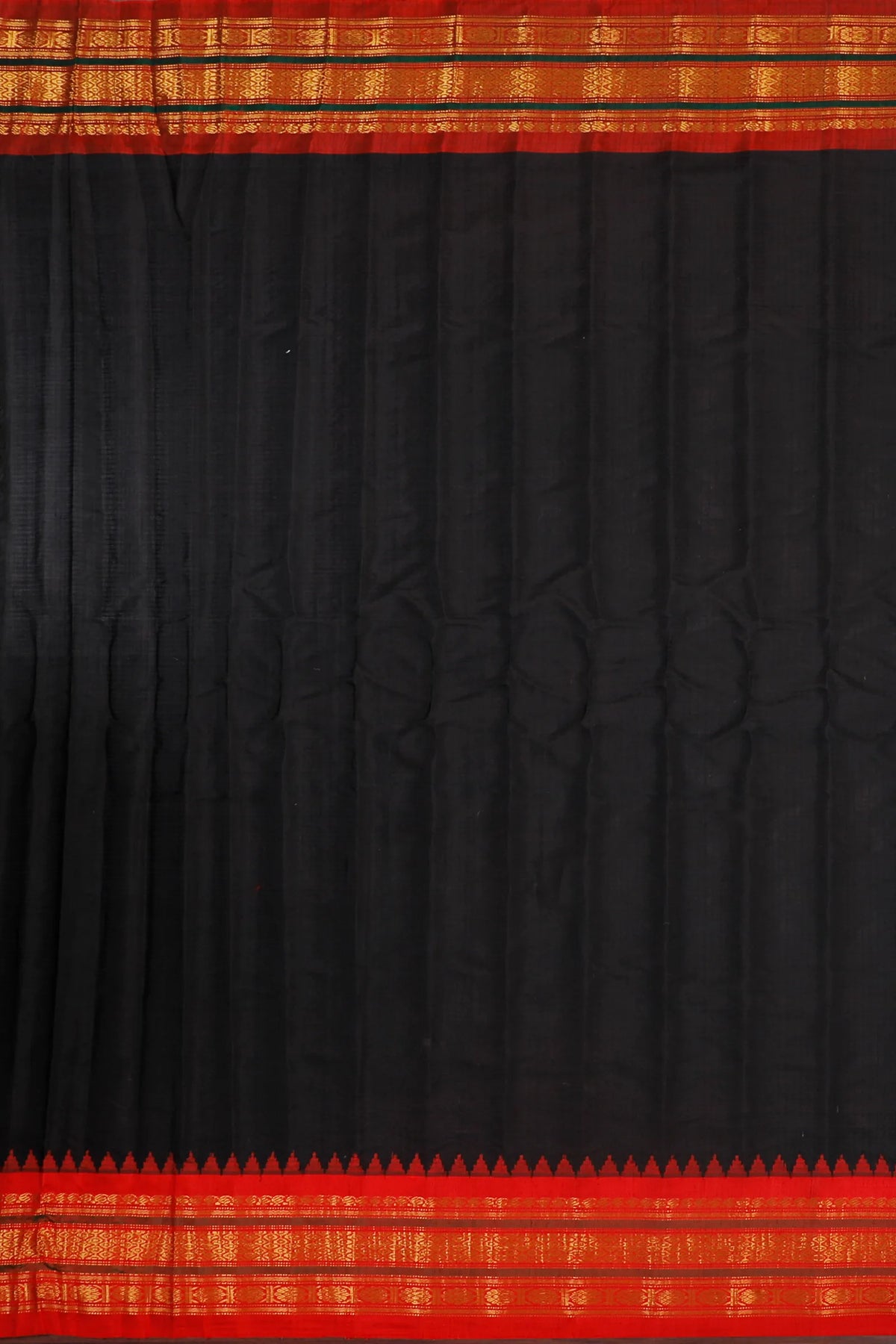 Black Handloom Pure Silk Cotton (Sico) Gadwal Saree