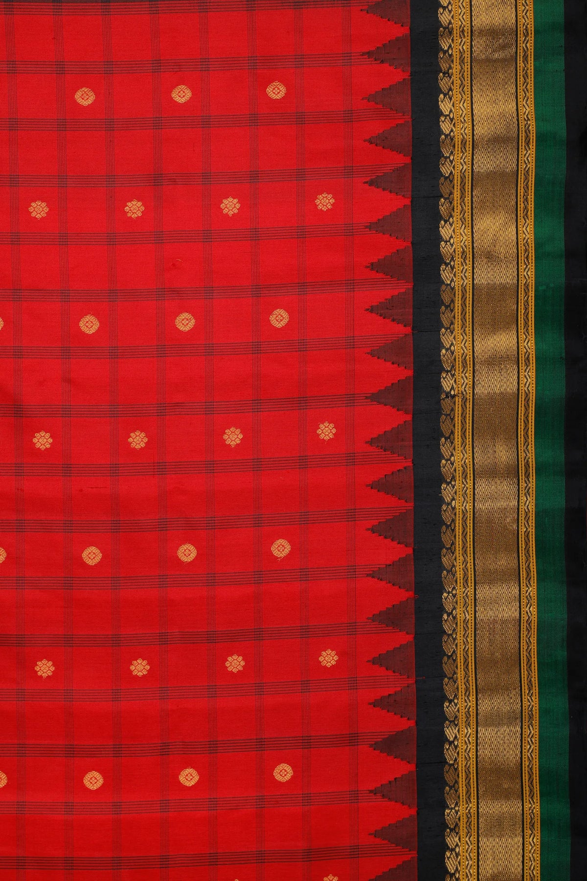 Red Handloom Pure Silk Gadwal Saree