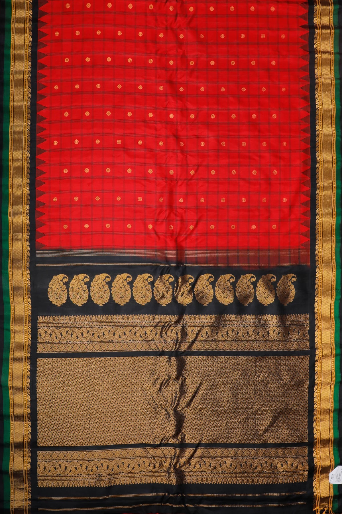 Red Handloom Pure Silk Gadwal Saree