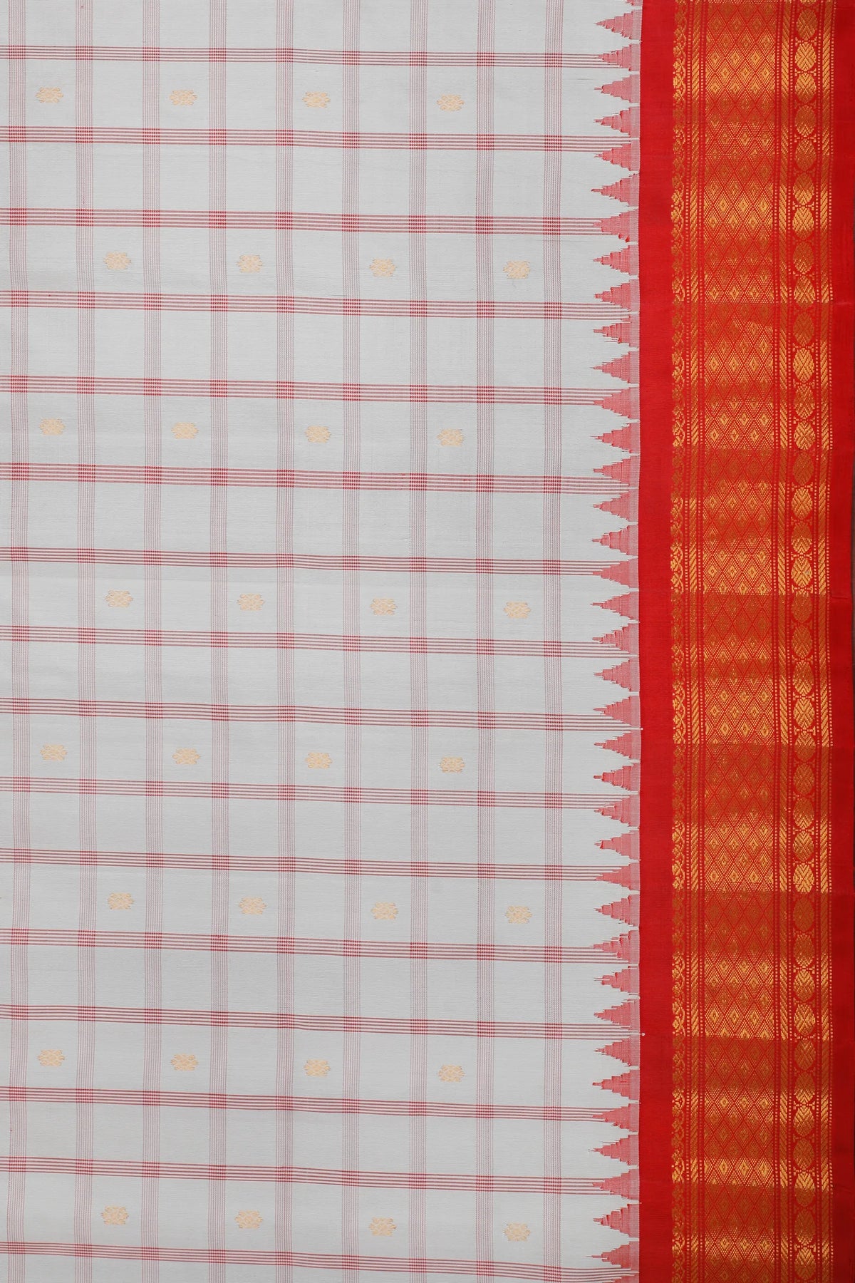 Off White Handloom Pure Silk Gadwal Saree