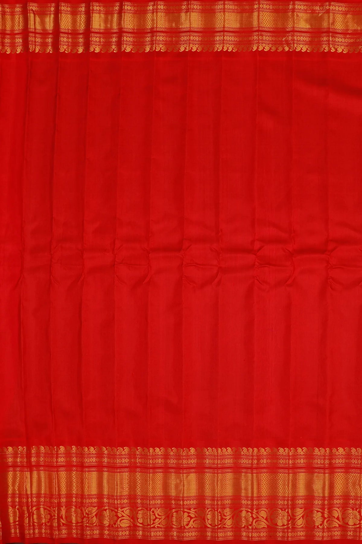 Pista Green Handloom Pure Silk Gadwal Saree with Red Brocade Border