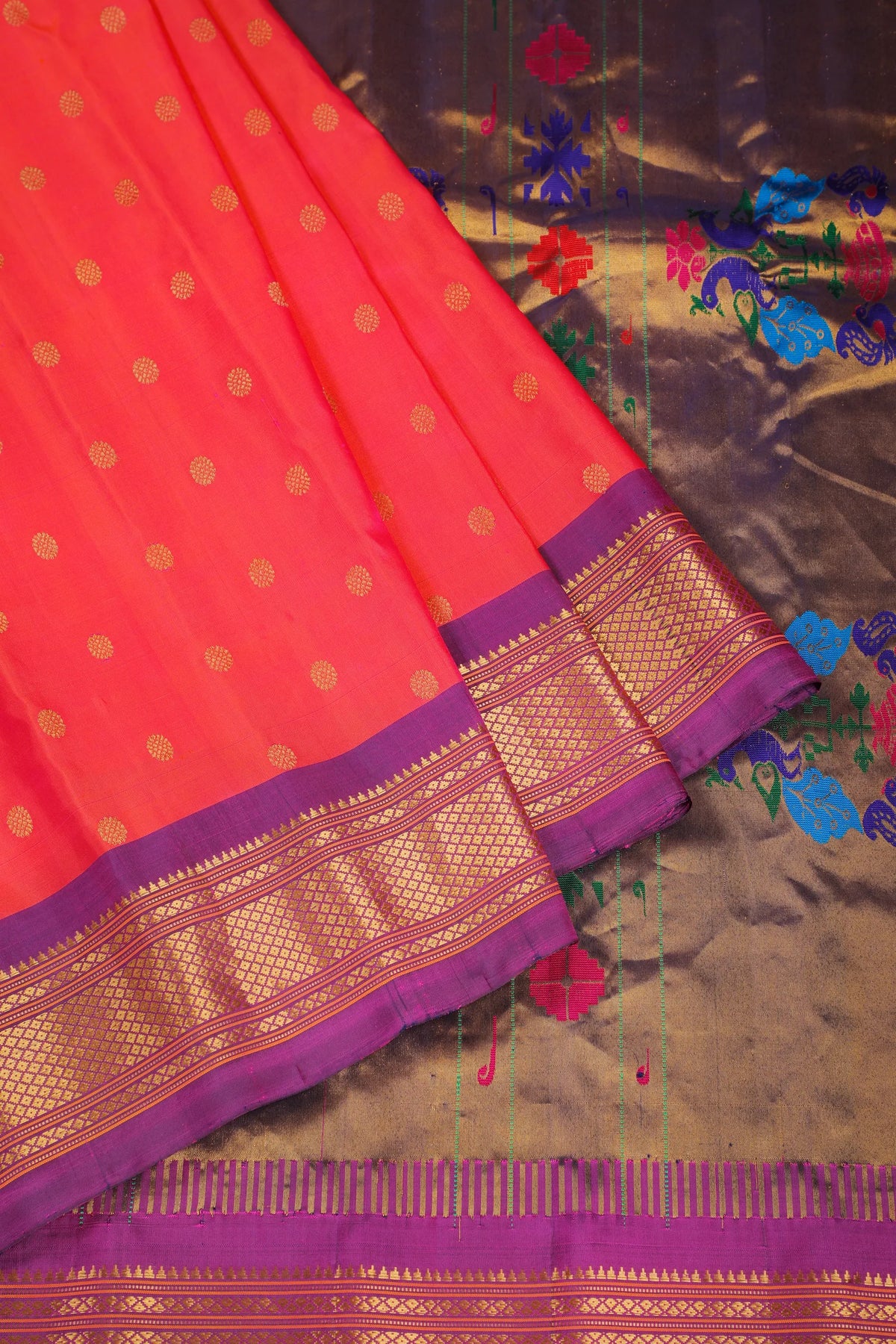Pink Handloom Pure Silk Gadwal Saree - Kalanjali Paithani