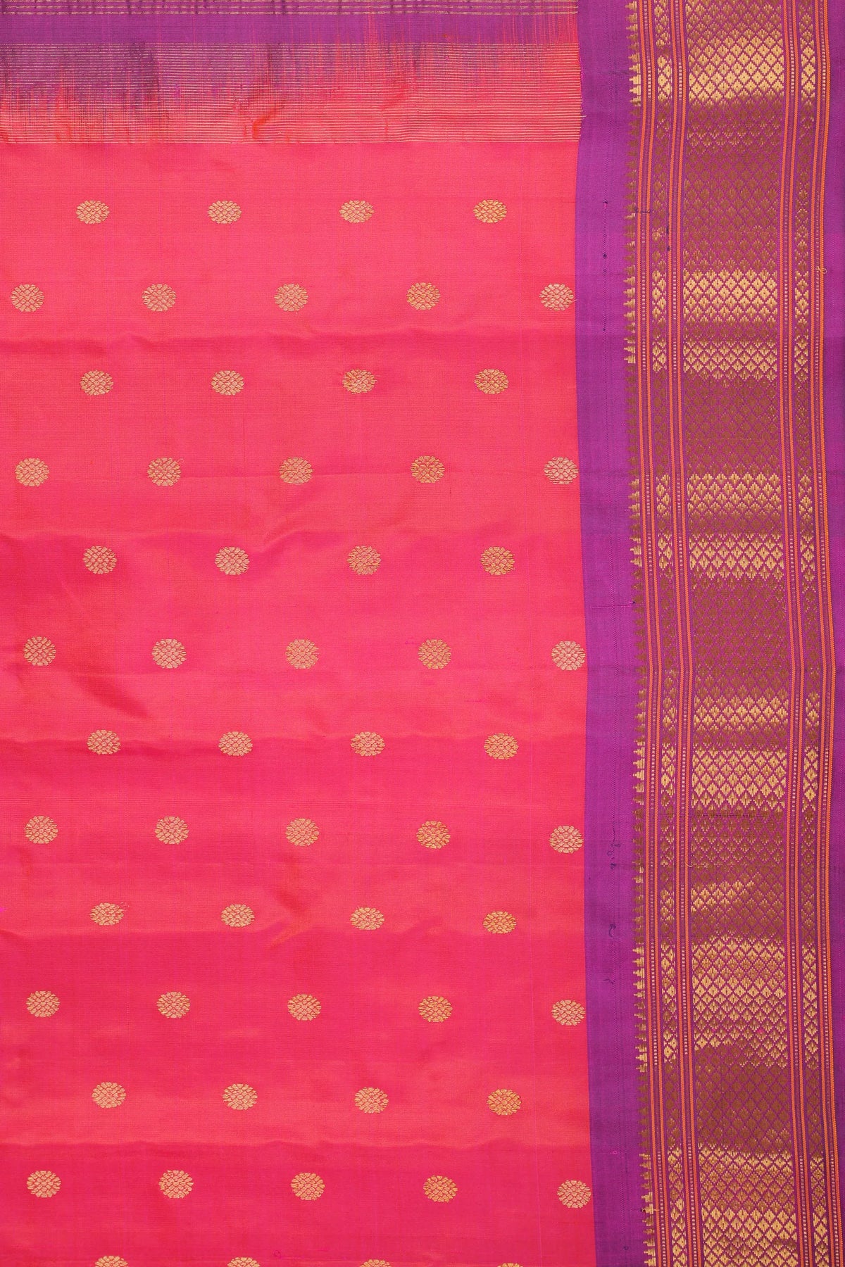 Pink Handloom Pure Silk Gadwal Saree - Kalanjali Paithani