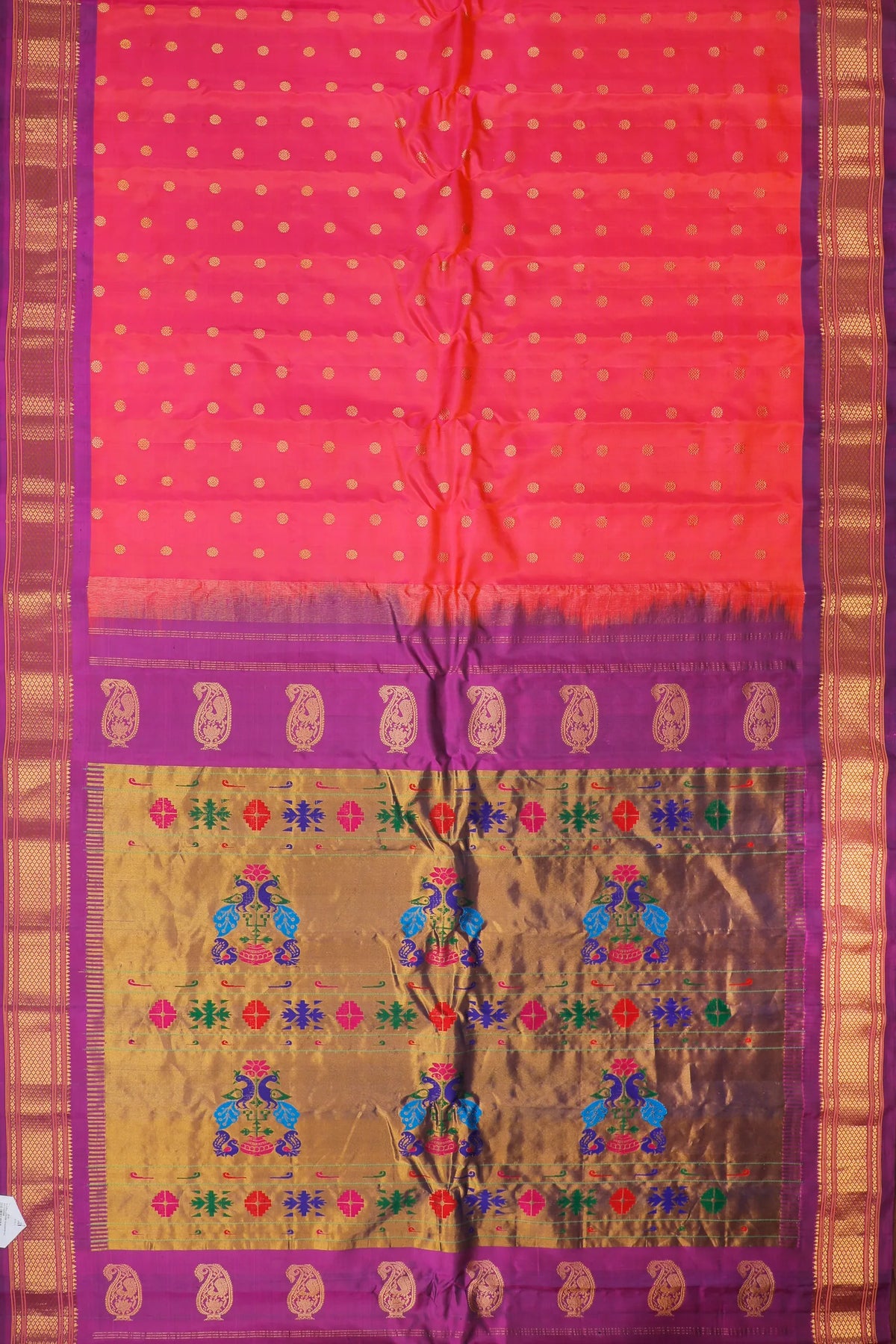 Pink Handloom Pure Silk Gadwal Saree - Kalanjali Paithani