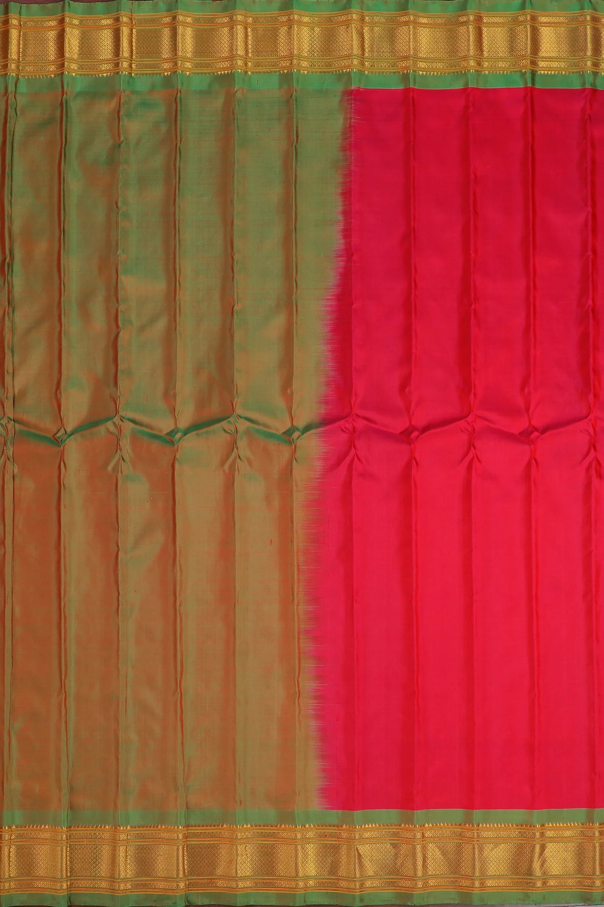 Red Handloom Pure Silk Gadwal Saree - Kalanjali Paithani