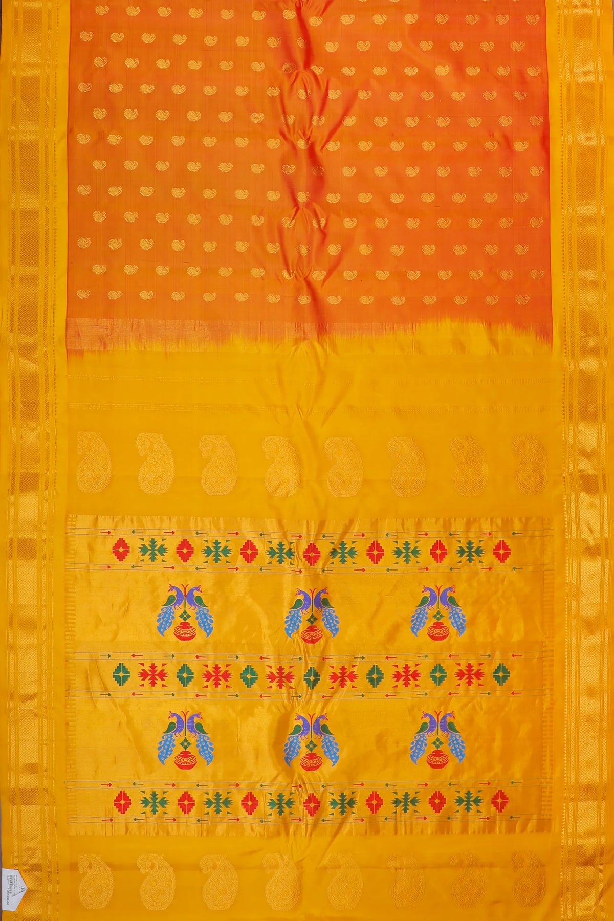 Lemon Yellow Handloom Pure Silk Gadwal Saree - Kalanjali Paithani