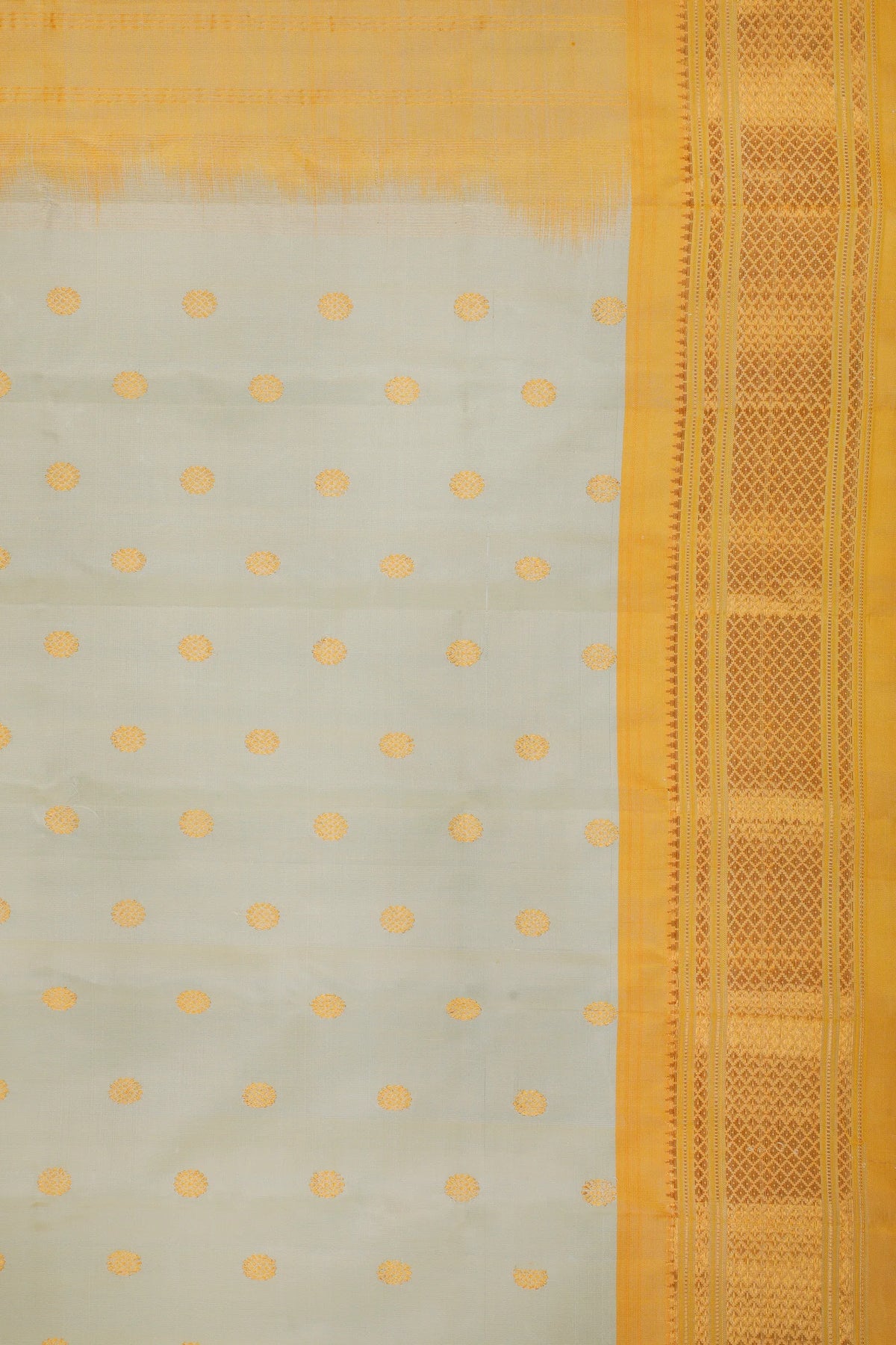 White Handloom Pure Silk Gadwal Saree - Kalanjali Paithani