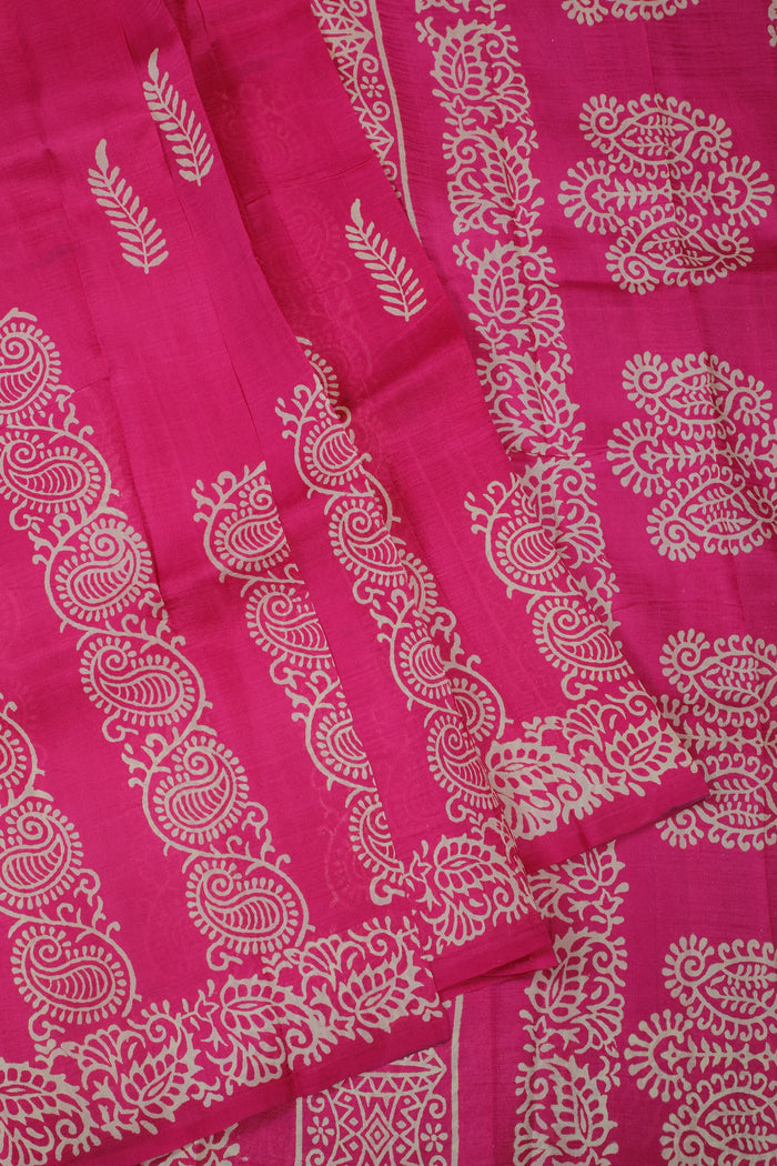 Pink Handloom Bishnupura Pure Silk Saree