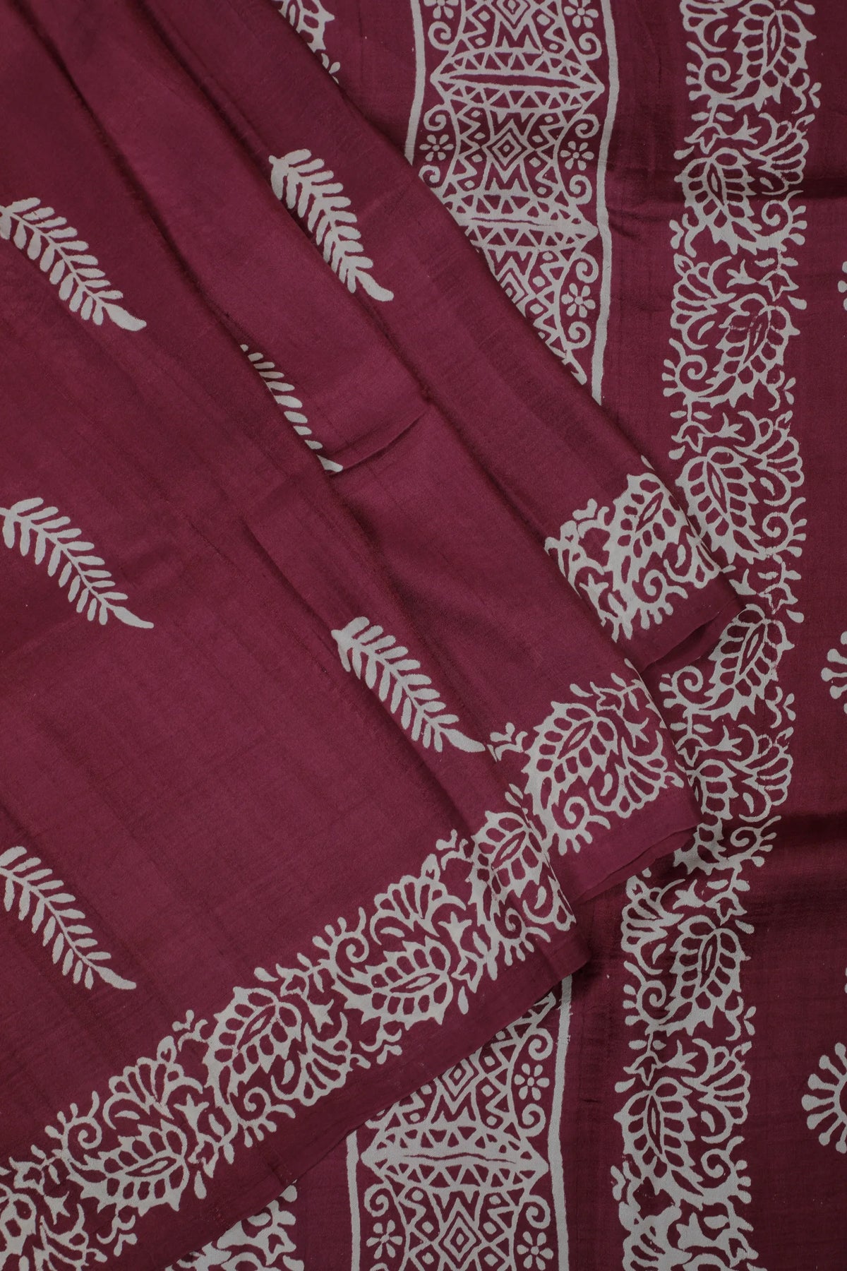 Wine Handloom Bishnupura Pure Silk Saree