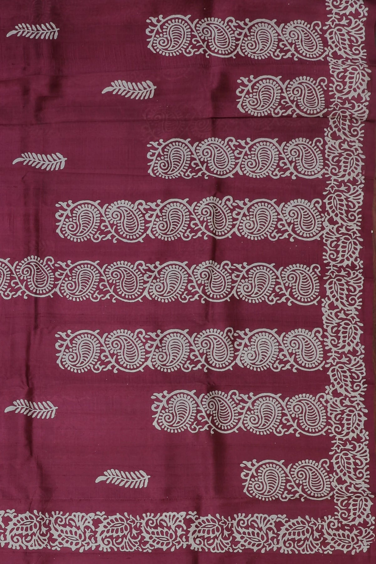 Wine Handloom Bishnupura Pure Silk Saree