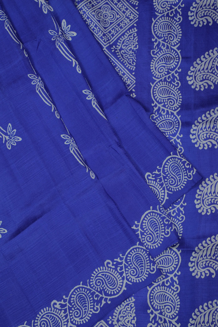 Ink Blue Handloom Bishnupura Pure Silk Saree