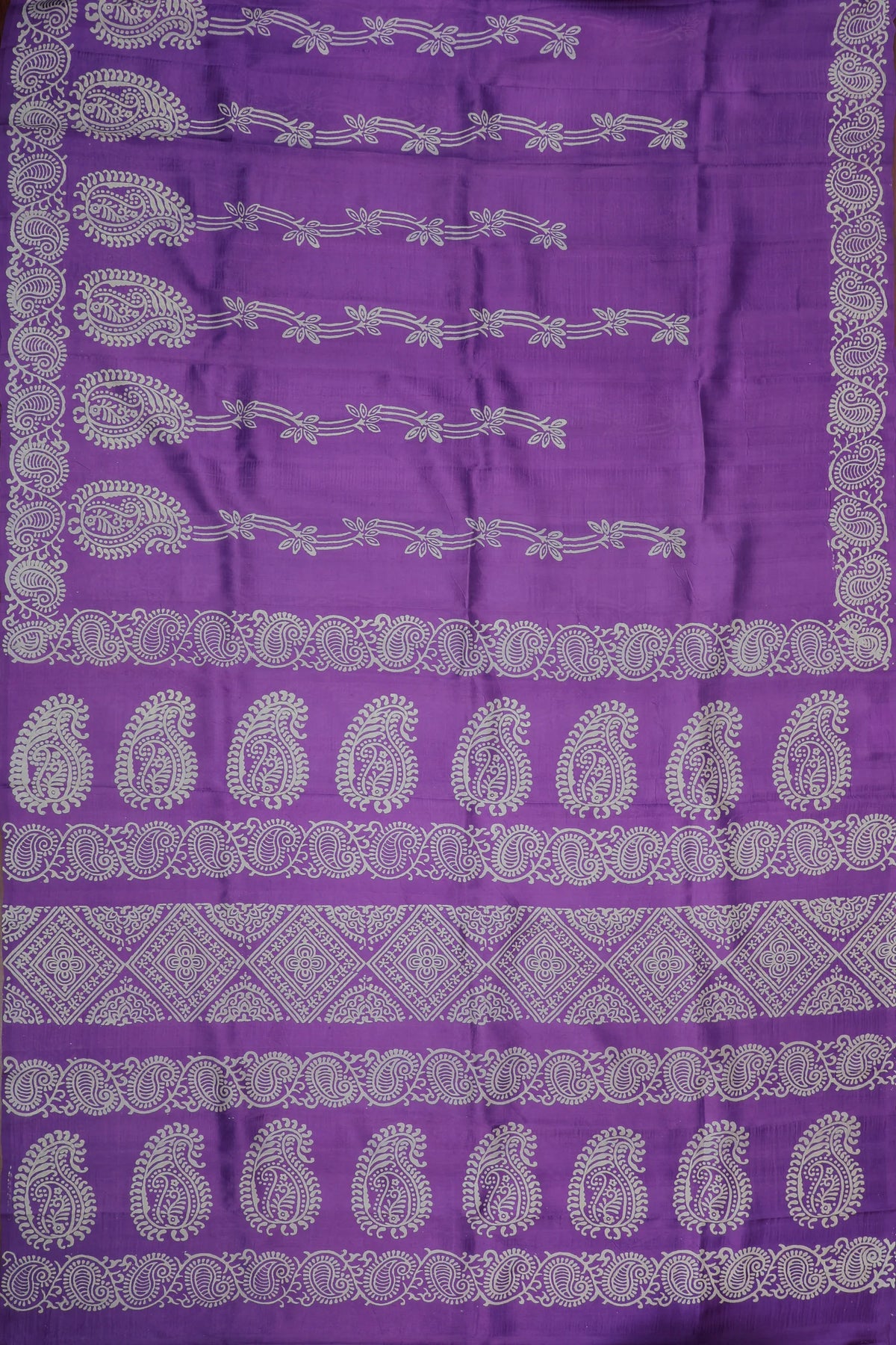 Dark Lavender Handloom Bishnupura Pure Silk Saree