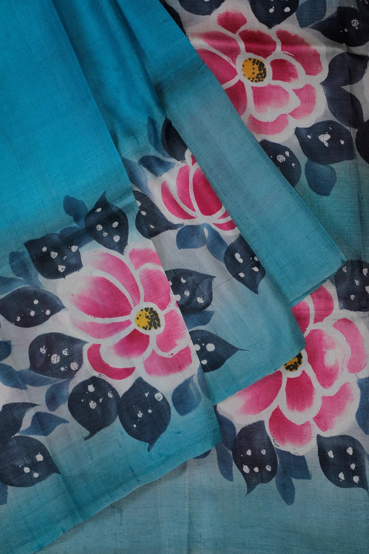 Blue West Bengal Pure Silk Hand Painted Saree