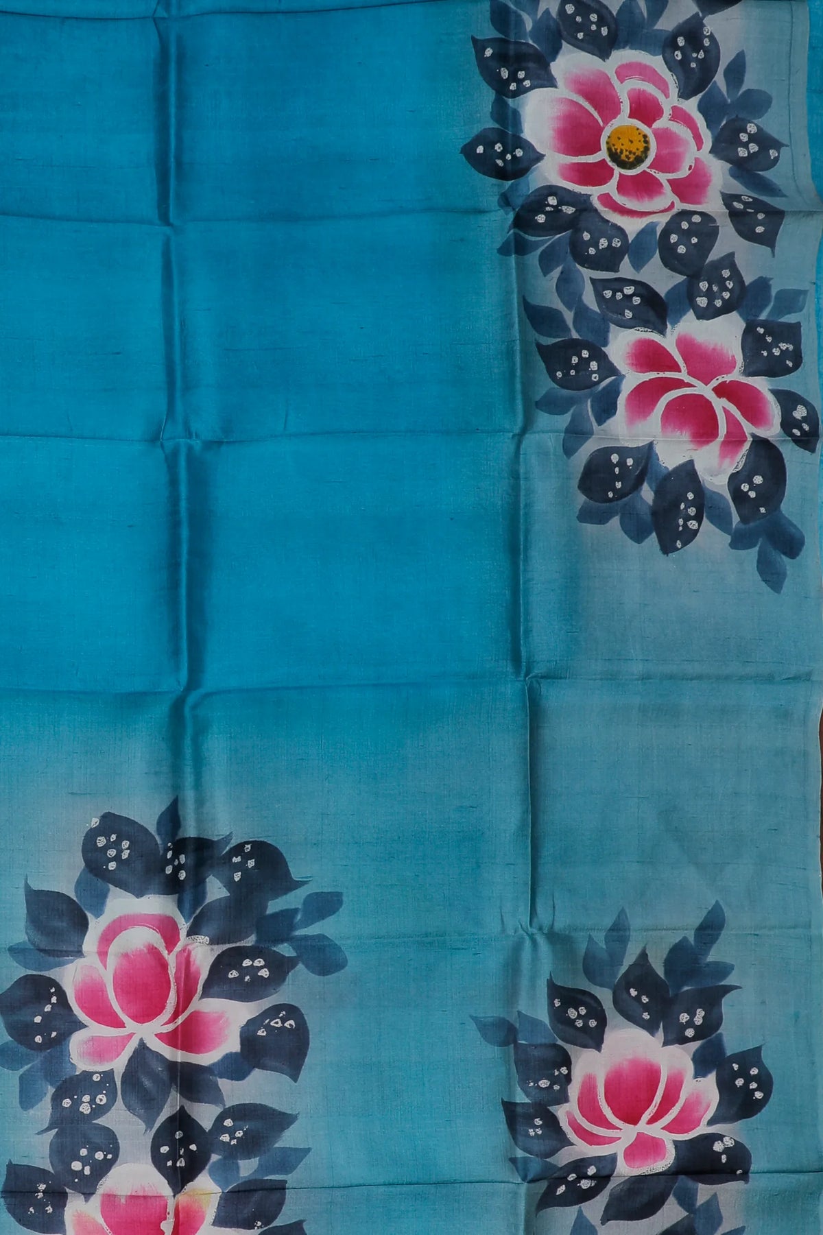 Blue West Bengal Pure Silk Hand Painted Saree