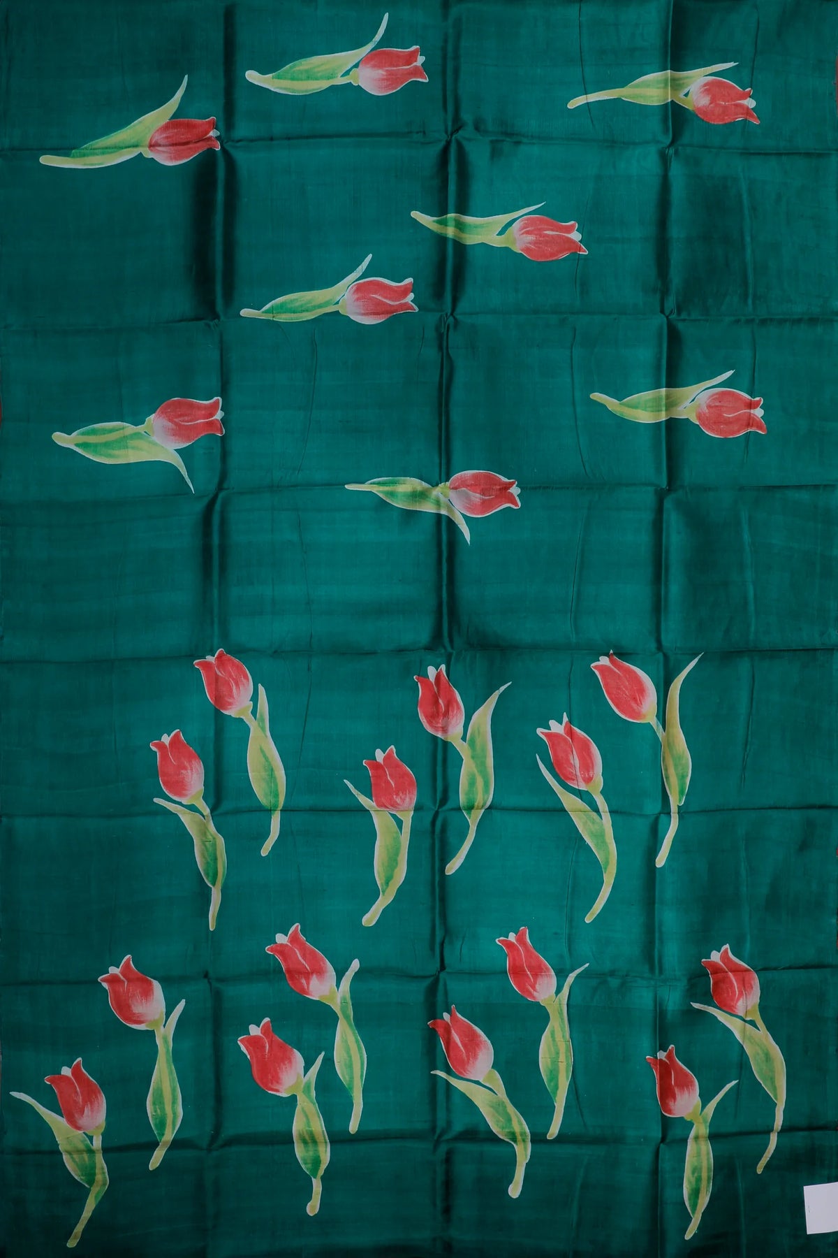 Green West Bengal Pure Silk Hand Painted Saree