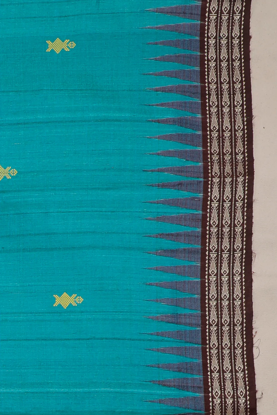 Peacock Green Gobalpur Orissa Tussar Pure Silk Handloom Saree