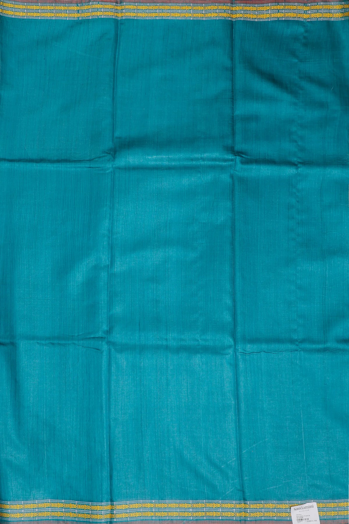 Onion Pink Handloom Tussar Silk Saree with Turquoise Blue Border