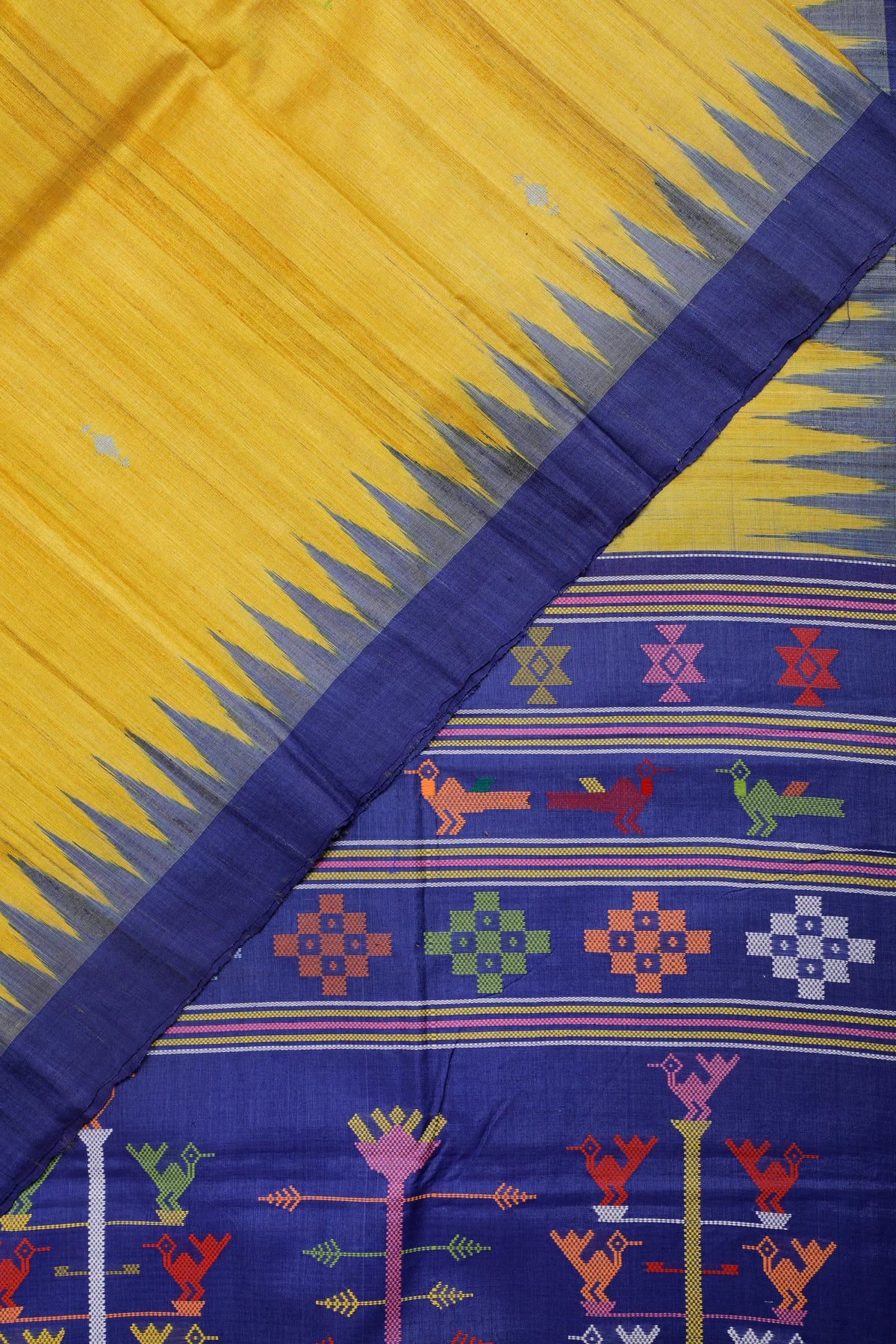Lime Green Handloom Tussar Silk Saree