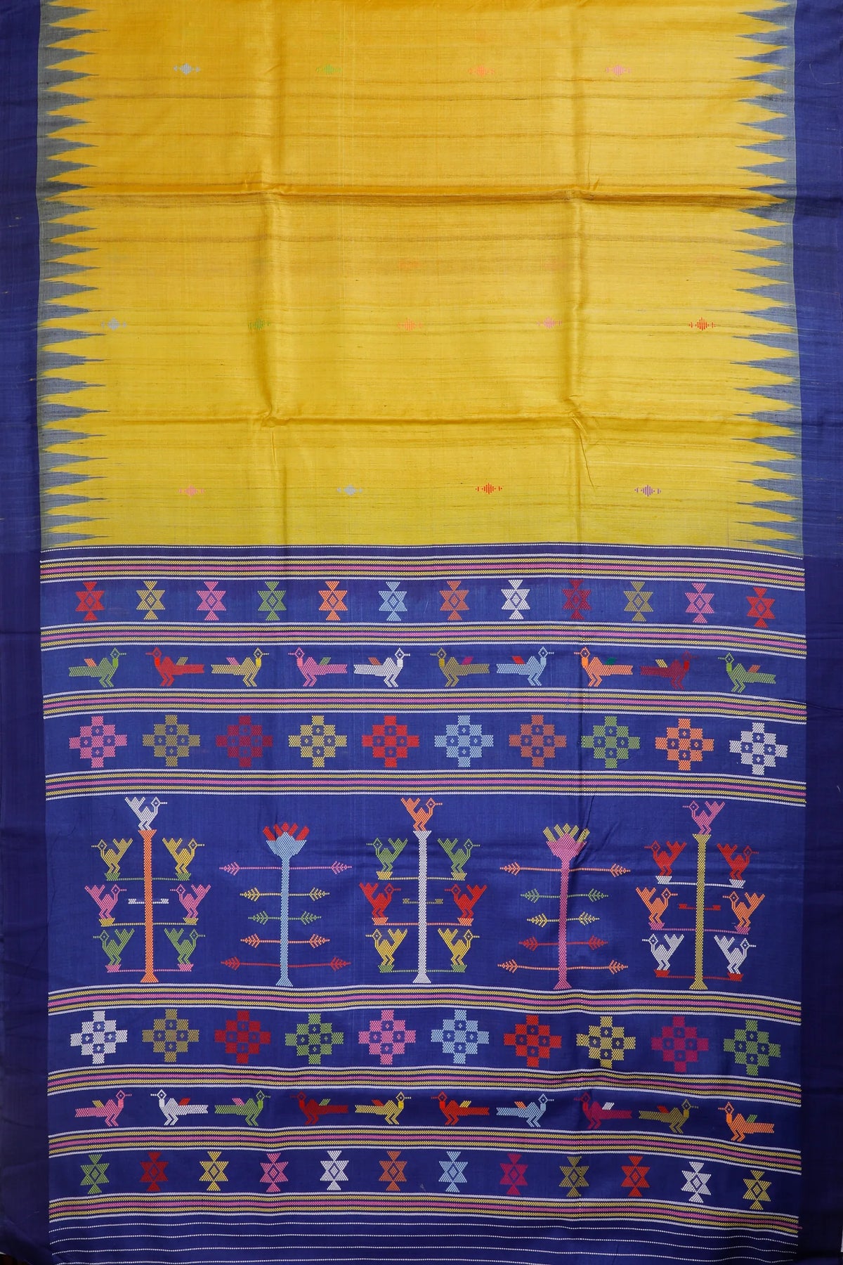 Lime Green Handloom Tussar Silk Saree