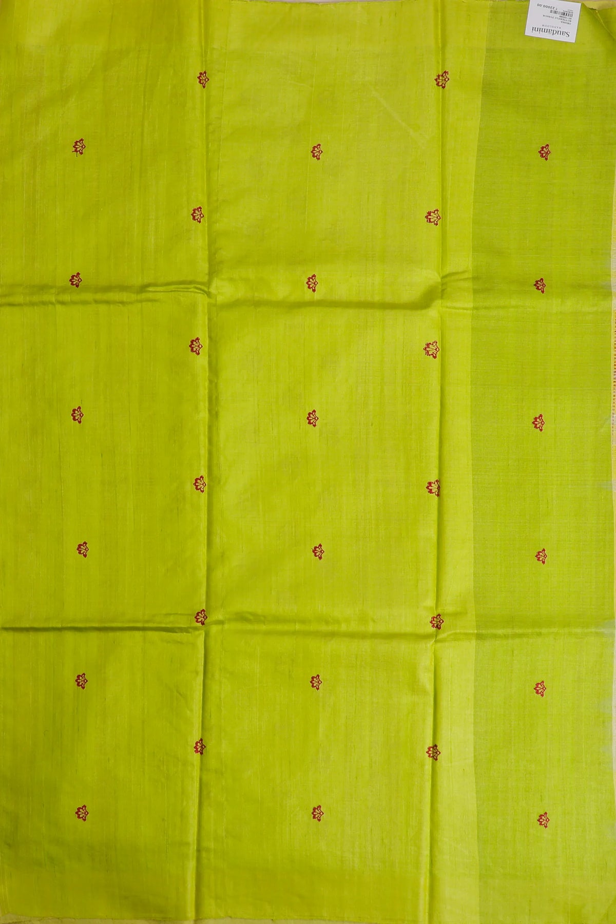 Lime Green Handloom Tussar Silk Saree