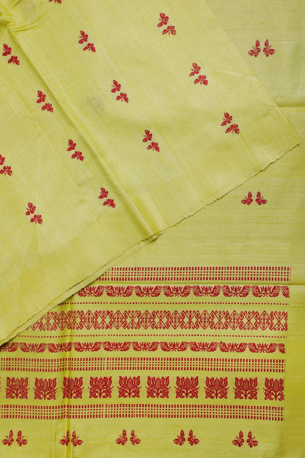 Lime Green Handloom Tussar Silk Saree