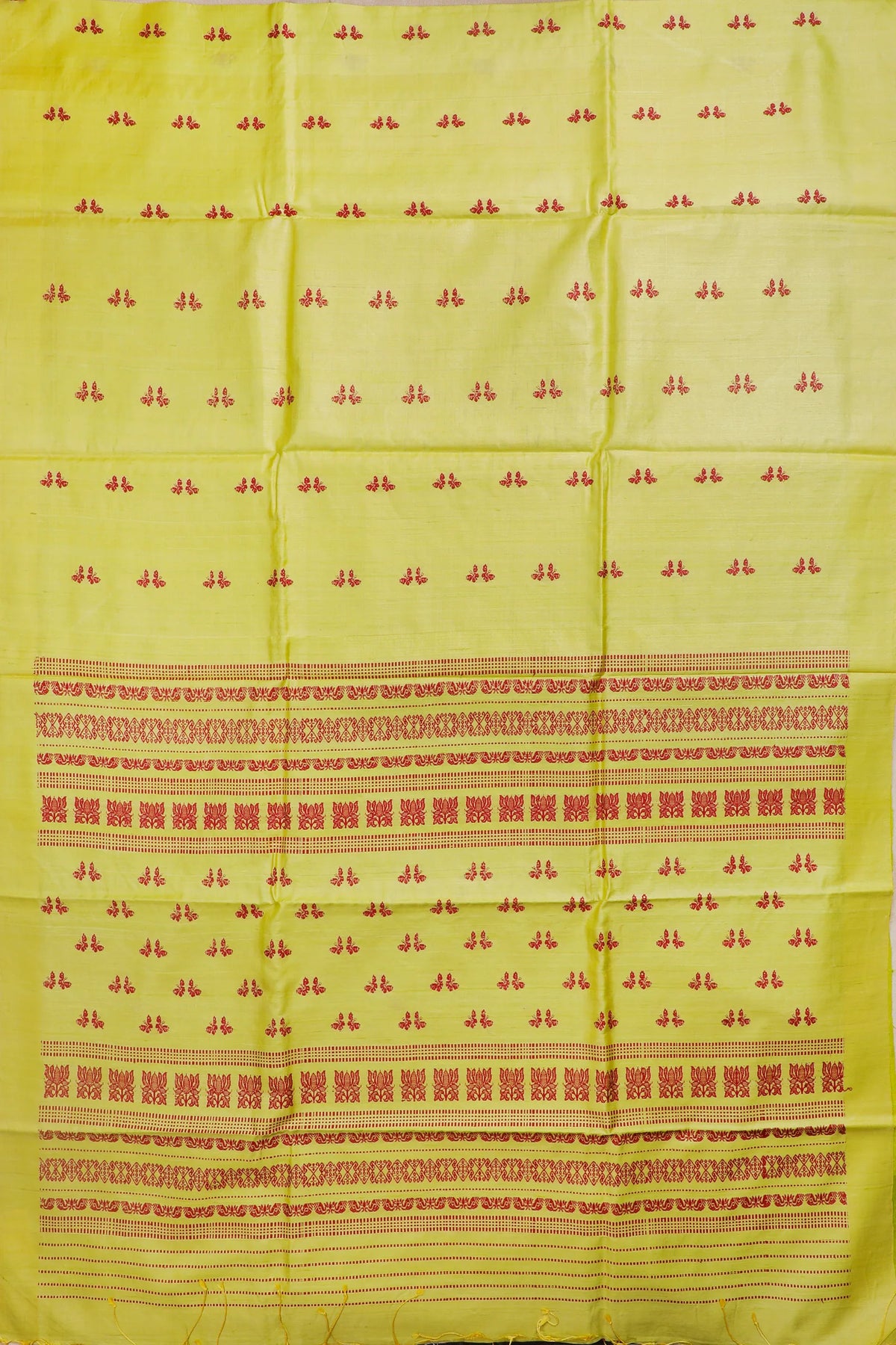 Lime Green Handloom Tussar Silk Saree