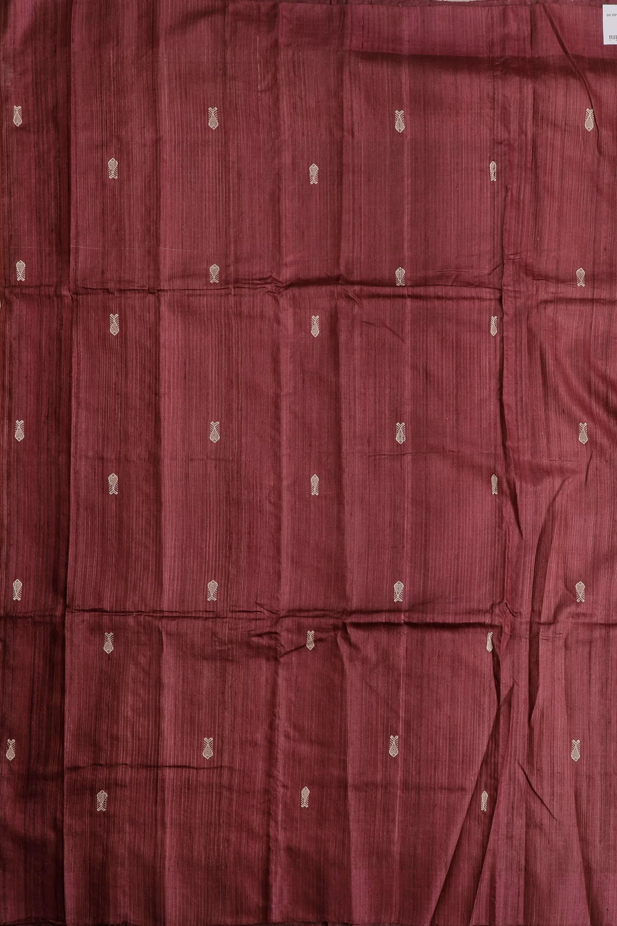 Beige Handloom Tussar Silk Saree with Dark Purple Temple Border