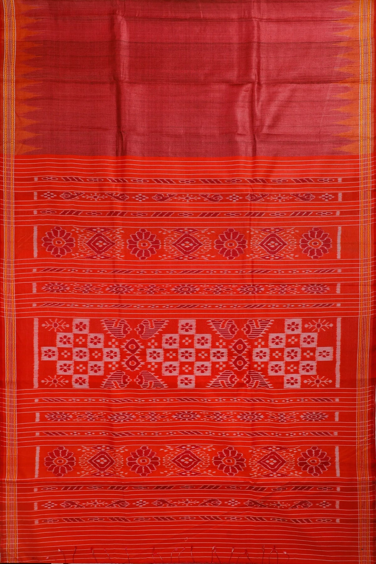 Maroon Handloom Tussar Silk Saree