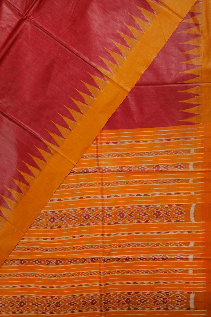 Maroon Handloom Eri Tussar Silk Saree