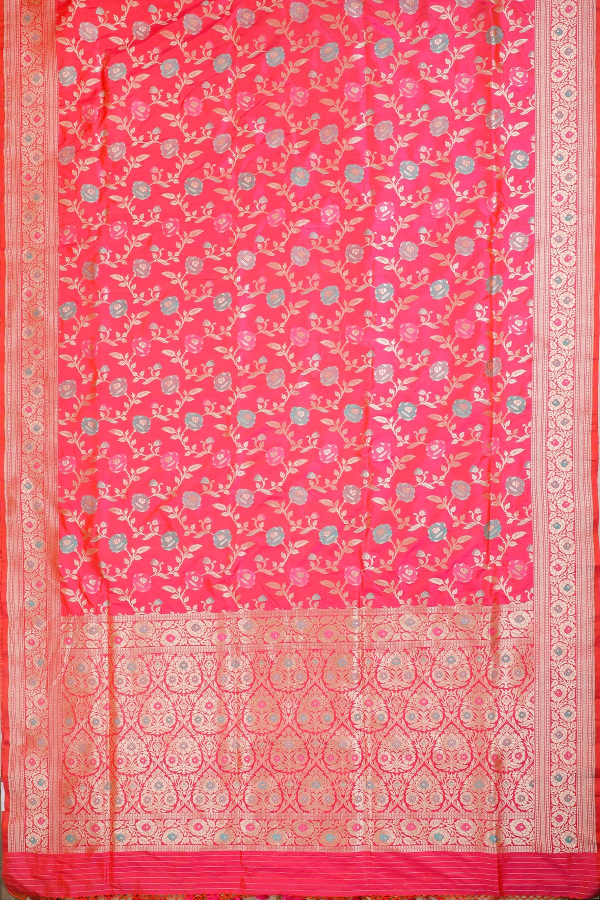 Hot Pink Handloom Benarasi Katan Silk Saree