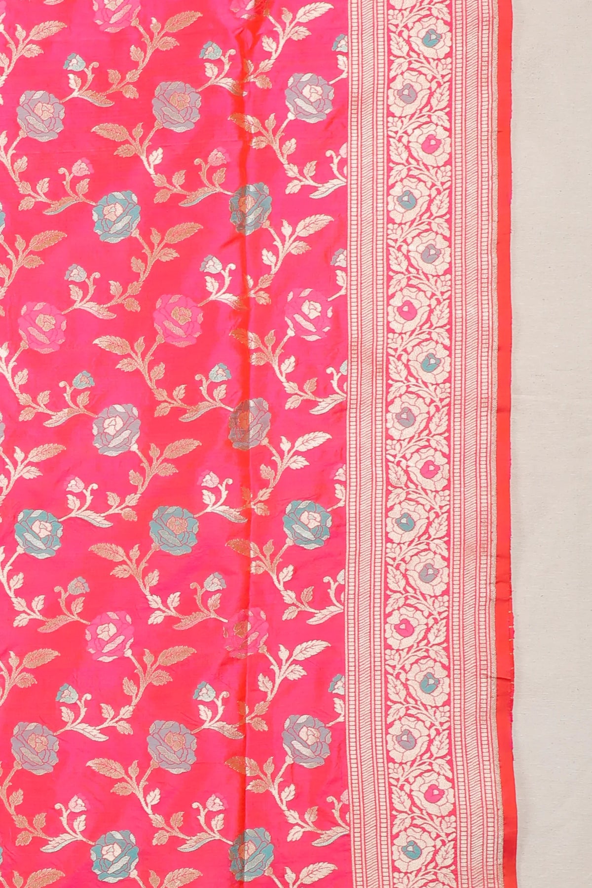 Hot Pink Handloom Benarasi Katan Silk Saree
