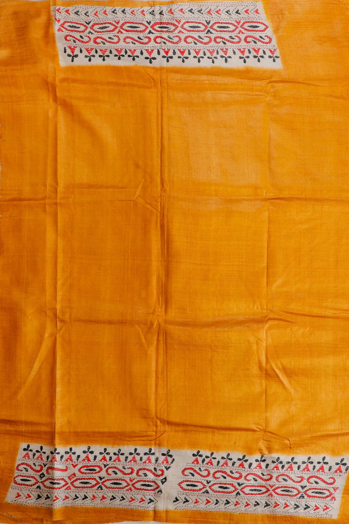 Fresh Yellow Handloom Pure Silk Katha Work Saree